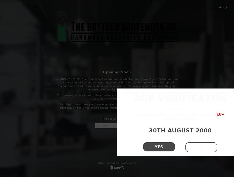 thebottledbartender.co.uk shopify website screenshot