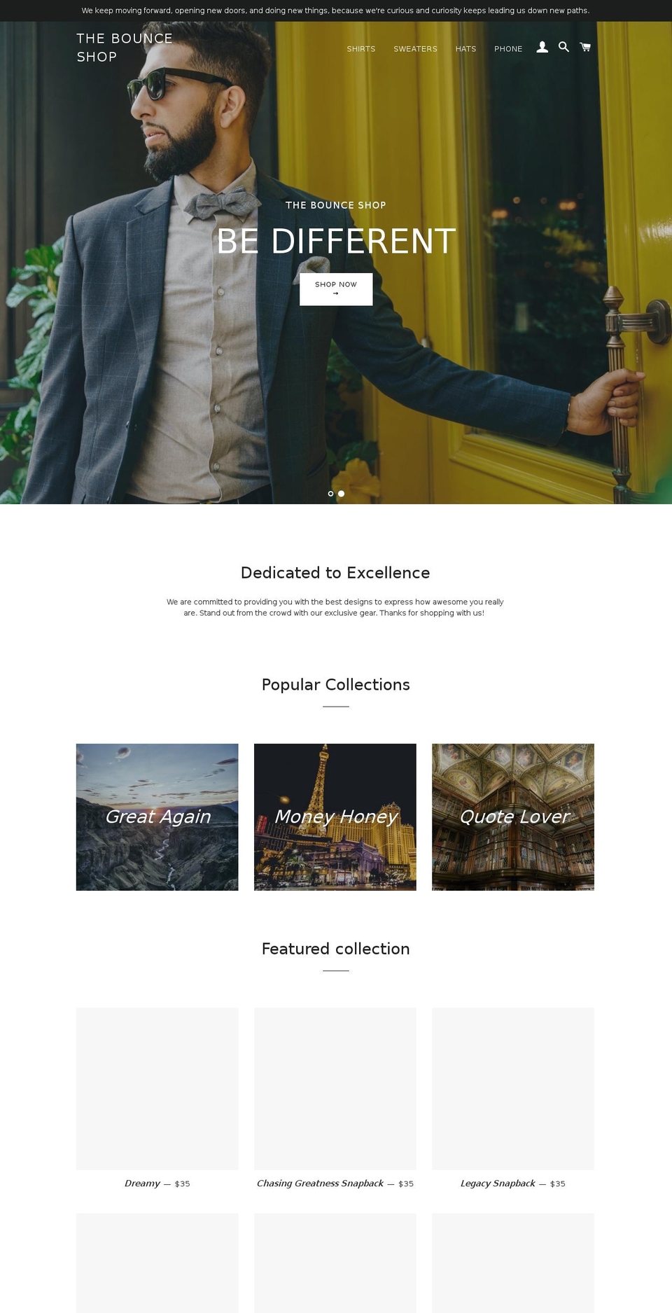 thebounceshop.com — Shopify storefront screenshot