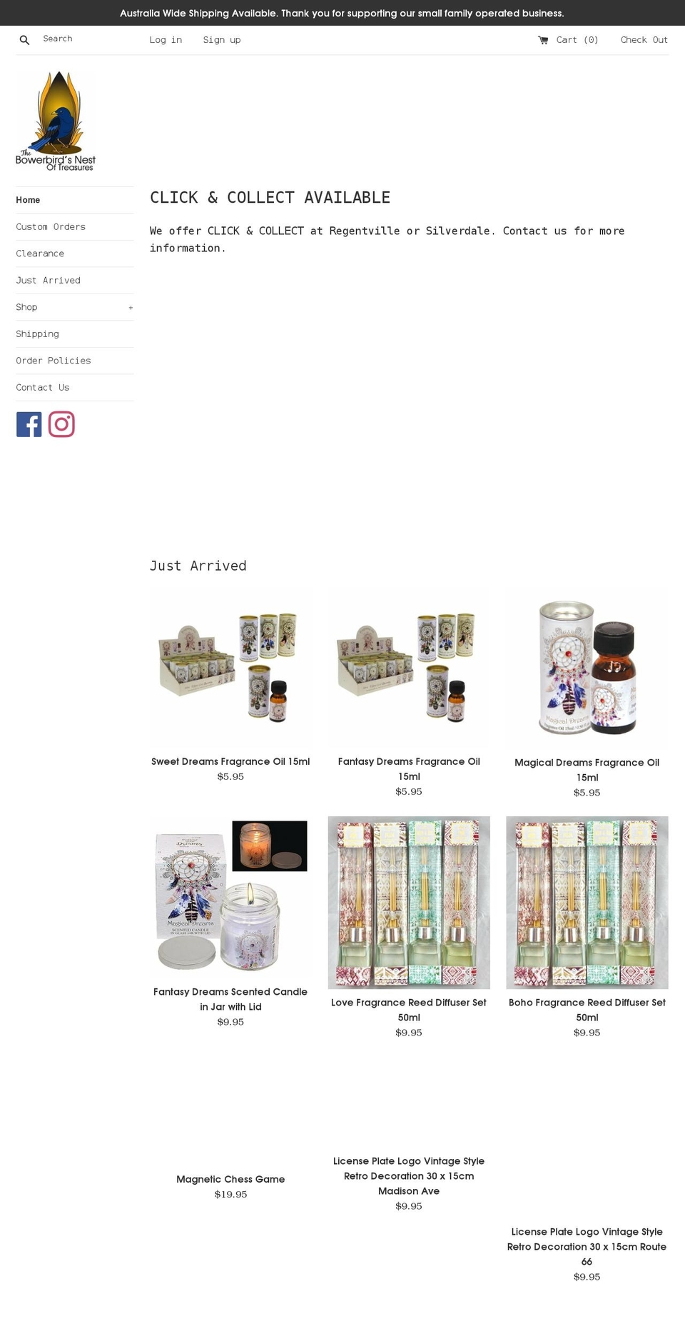 thebowerbirdsnestoftreasures.com.au shopify website screenshot
