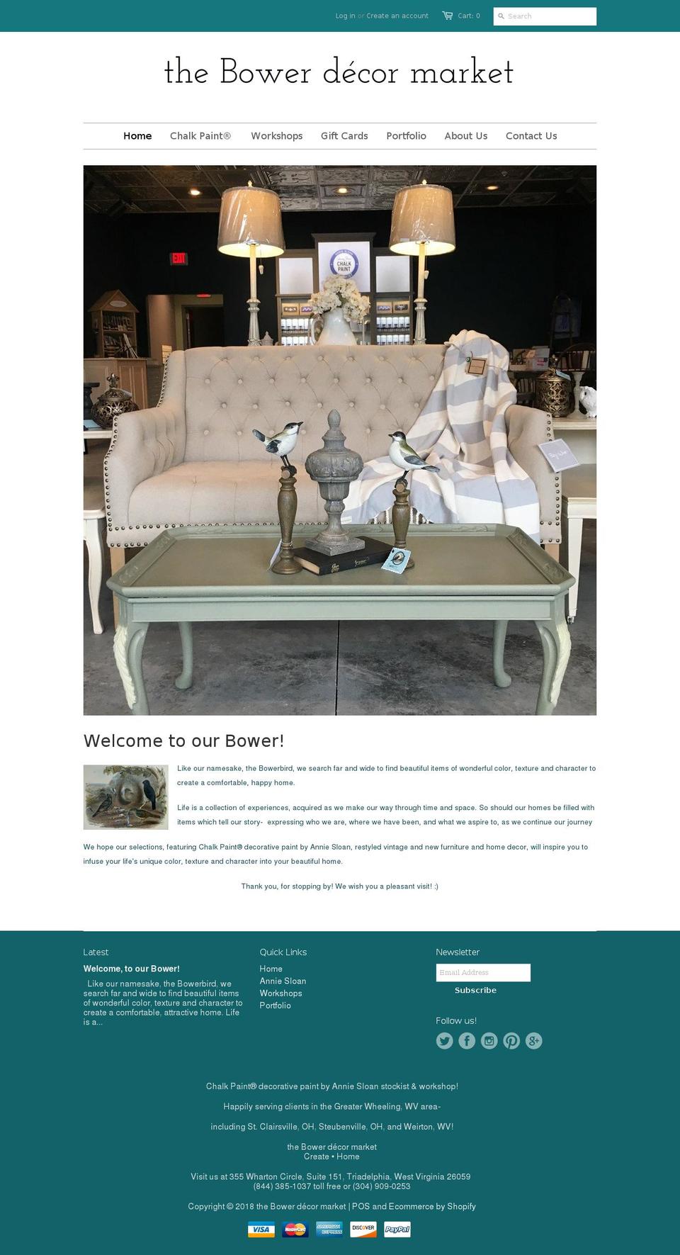 thebowerdecormarket.com shopify website screenshot