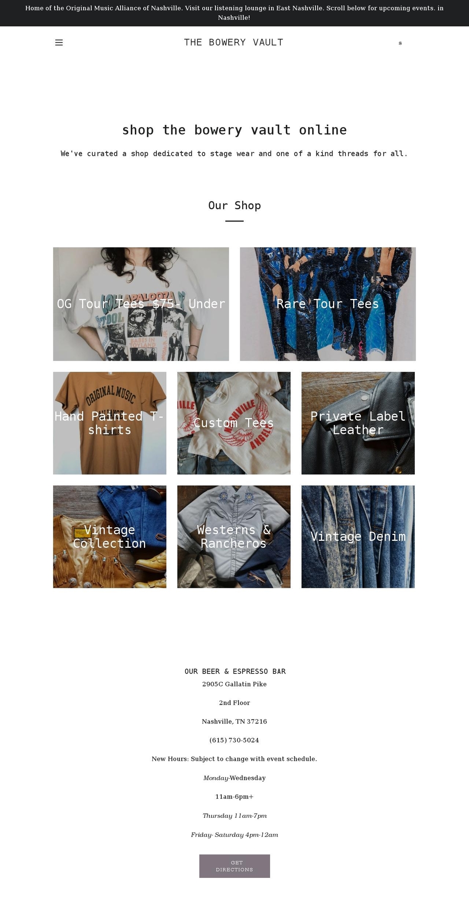 theboweryvault.com shopify website screenshot
