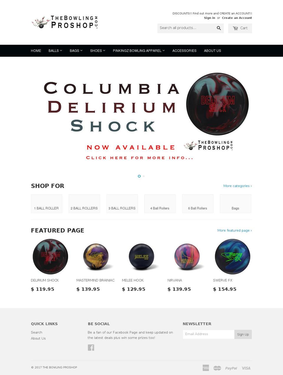 thebowlingproshop.com shopify website screenshot