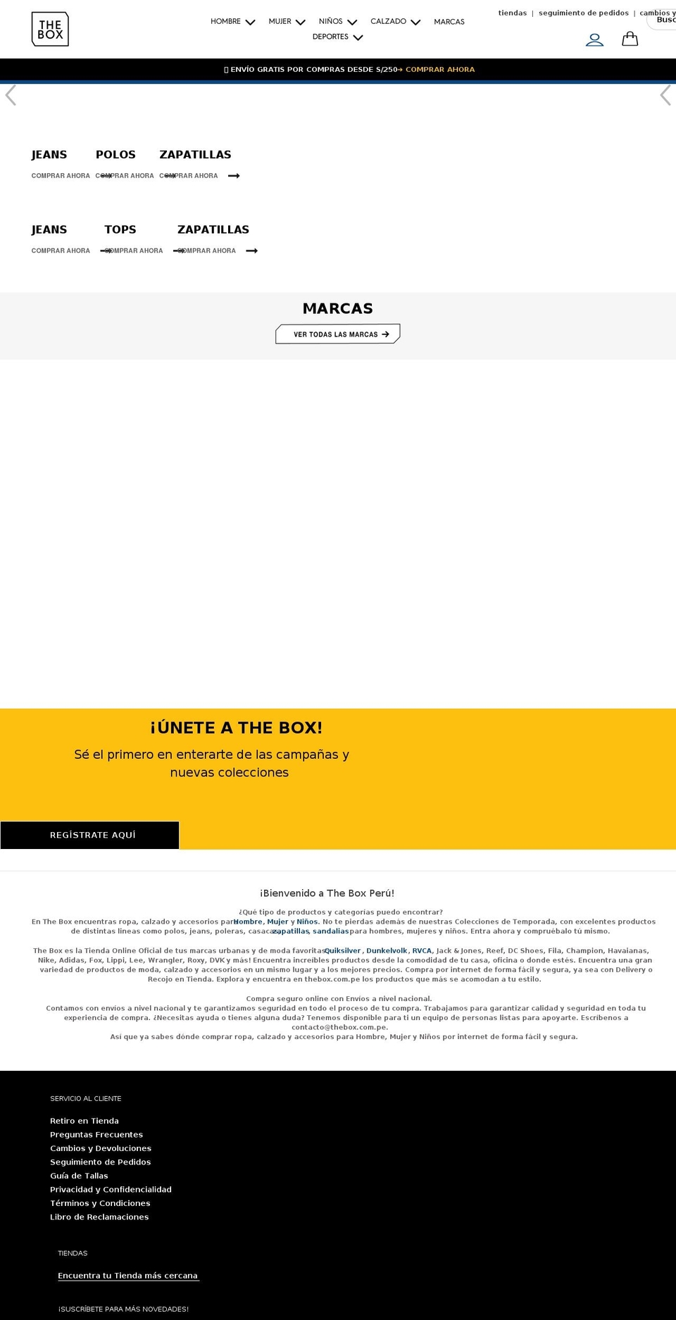 thebox.com.pe shopify website screenshot
