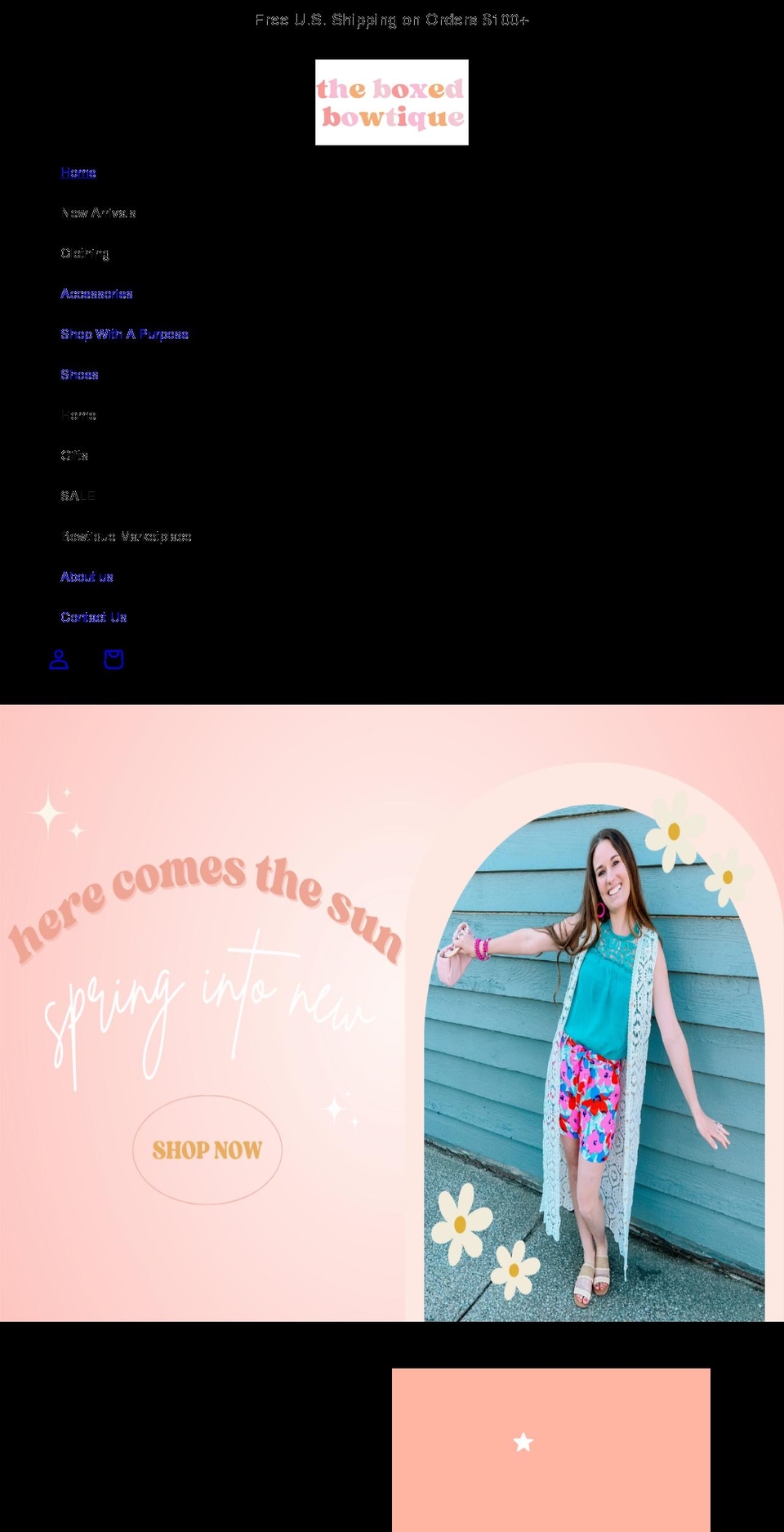 theboxedbowtique.com shopify website screenshot