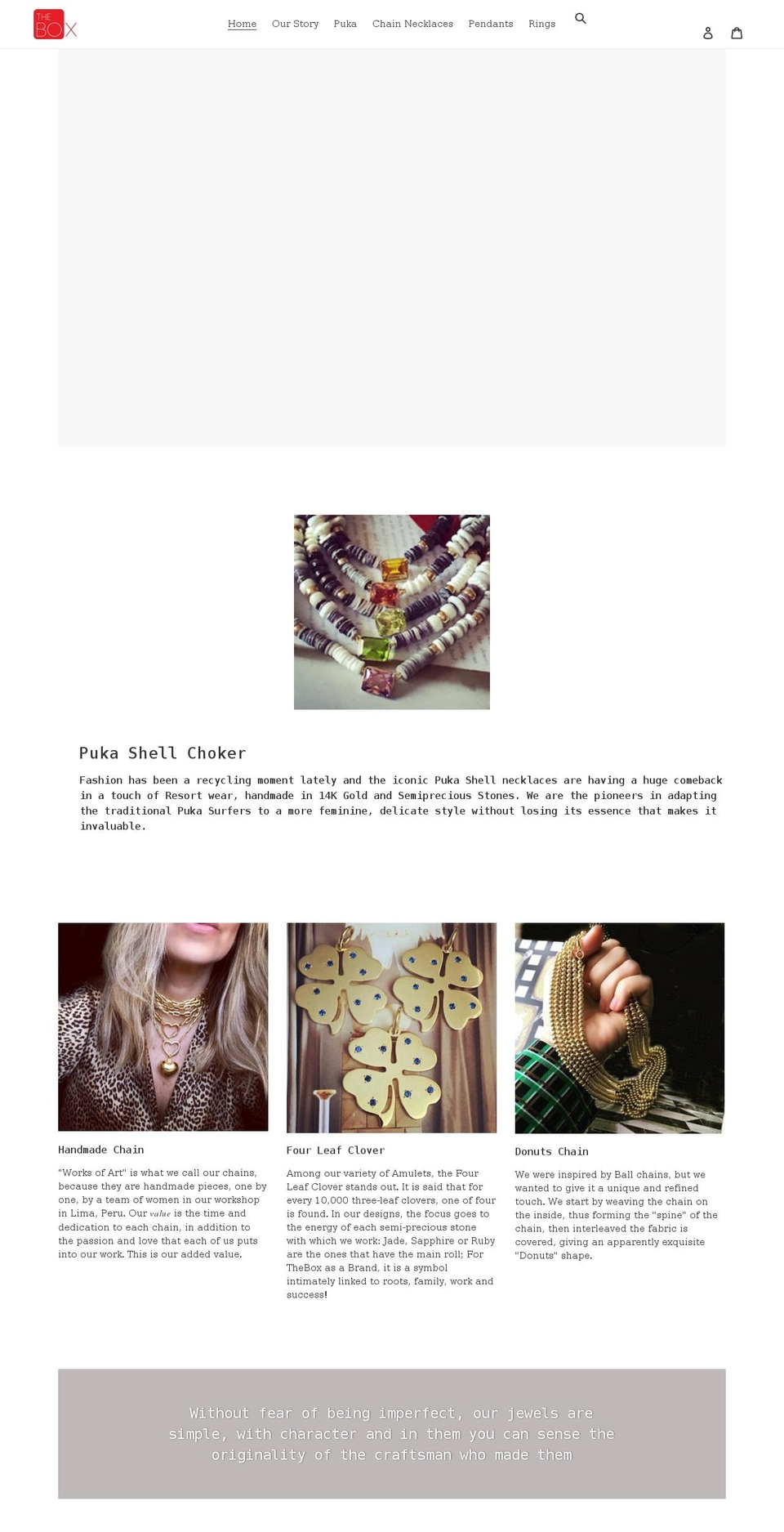 theboxjewelry.com shopify website screenshot