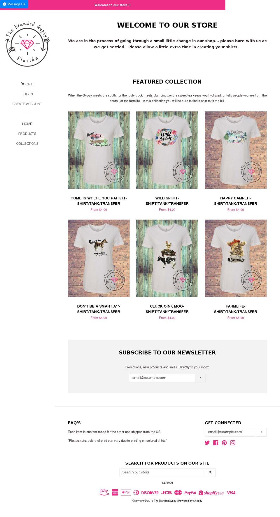 thebrandedgypsy.com — Shopify storefront screenshot