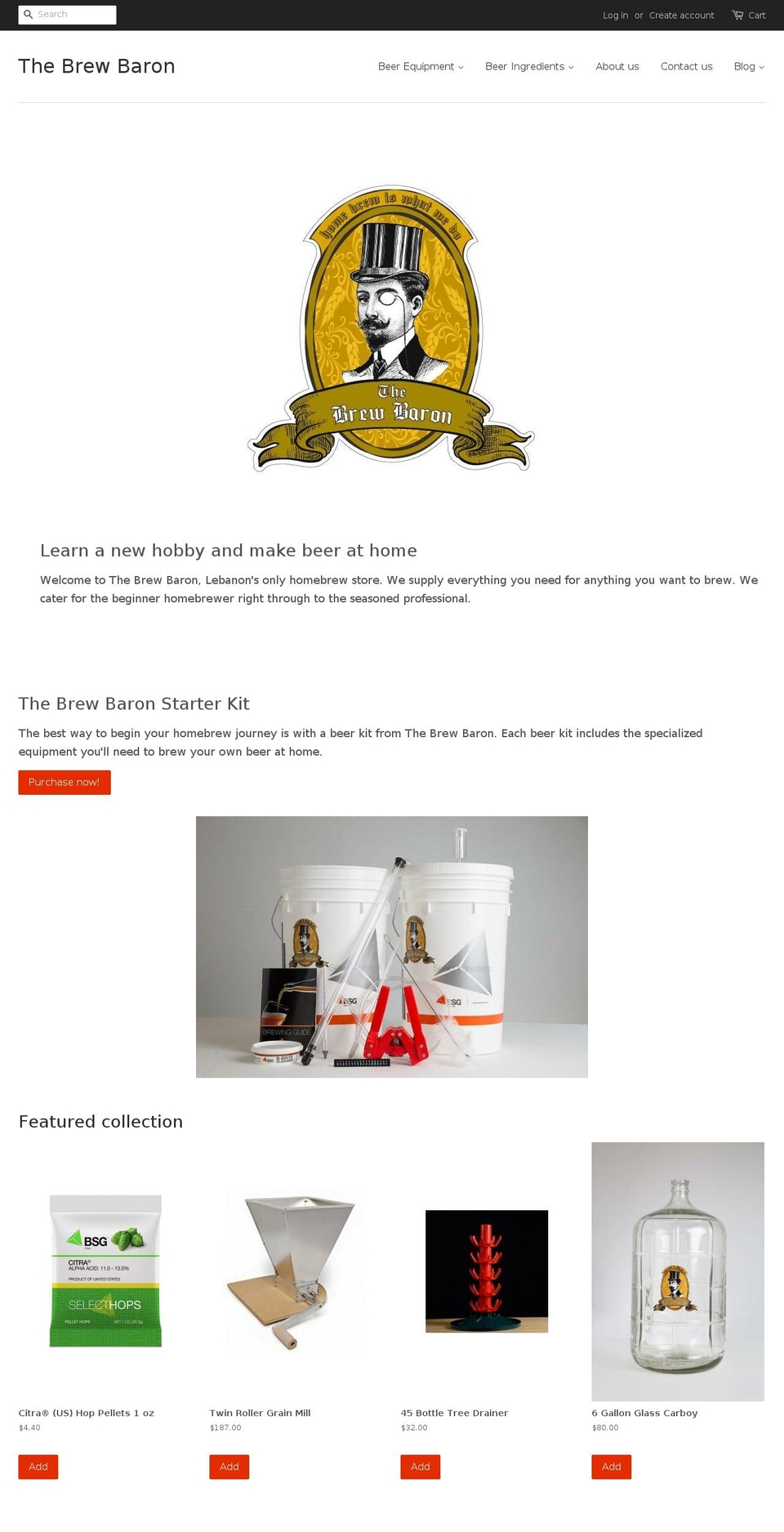 thebrewbaron.com — Shopify storefront screenshot