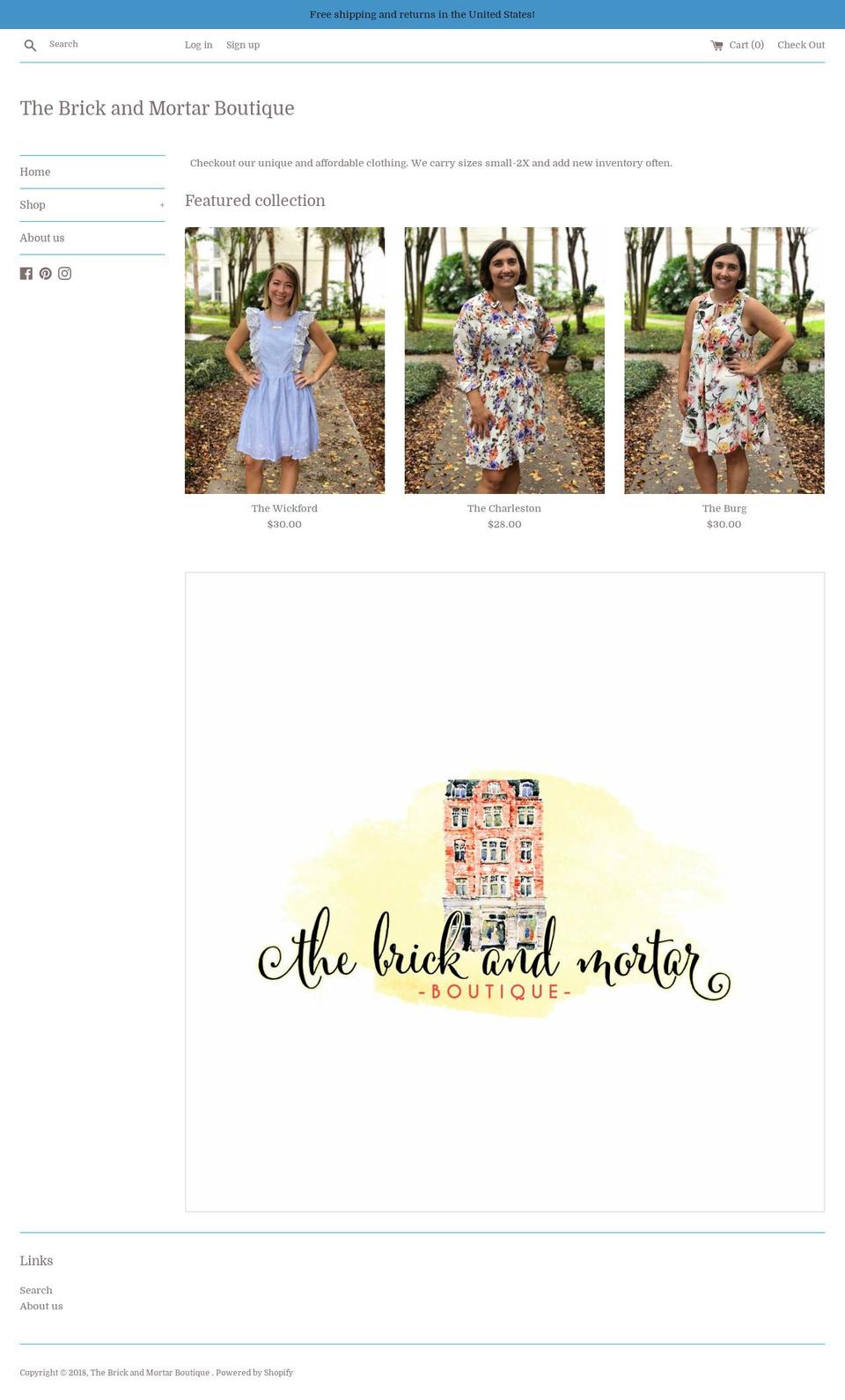 thebrickandmortarboutique.com shopify website screenshot