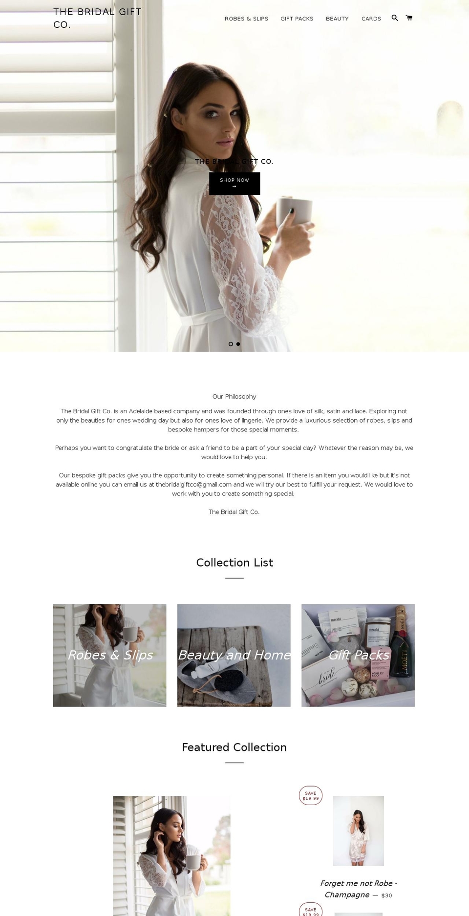 thebridalgiftco.com — Shopify storefront screenshot
