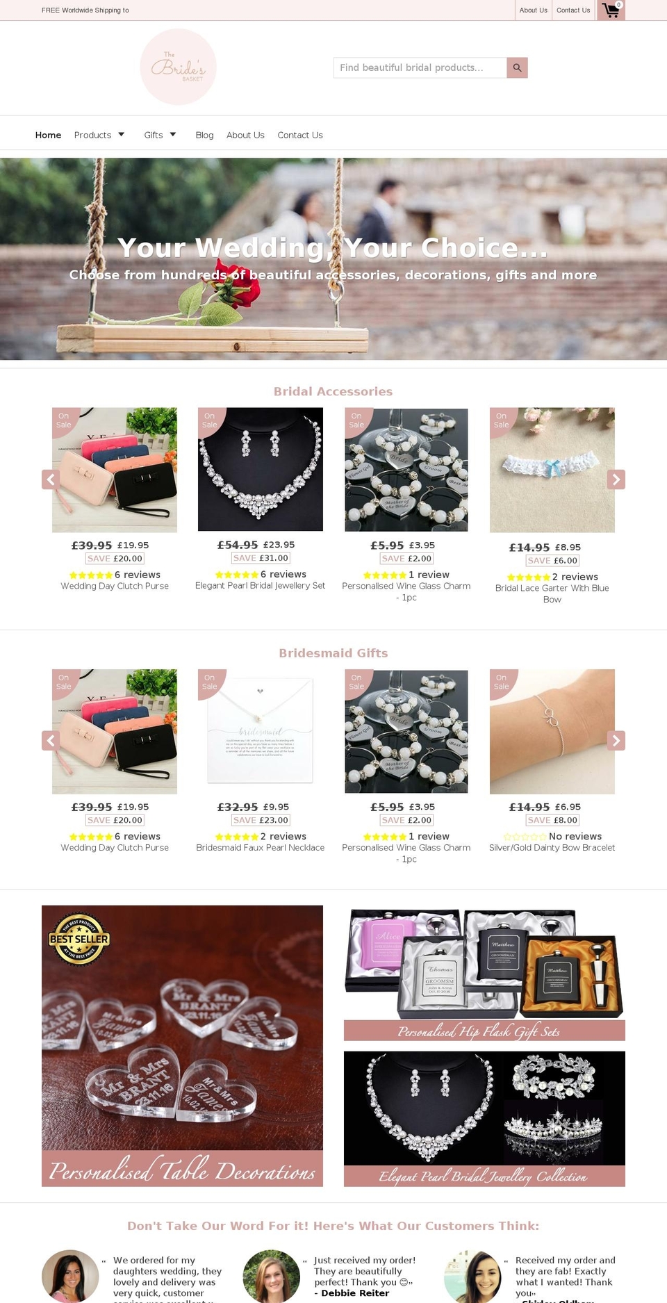 thebridesbasket.com — Shopify storefront screenshot