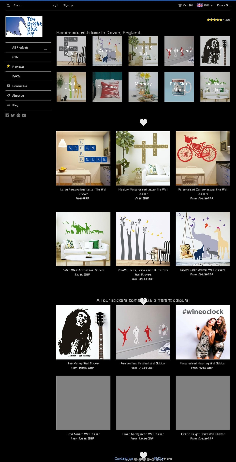 thebrightbluepig.co.uk shopify website screenshot