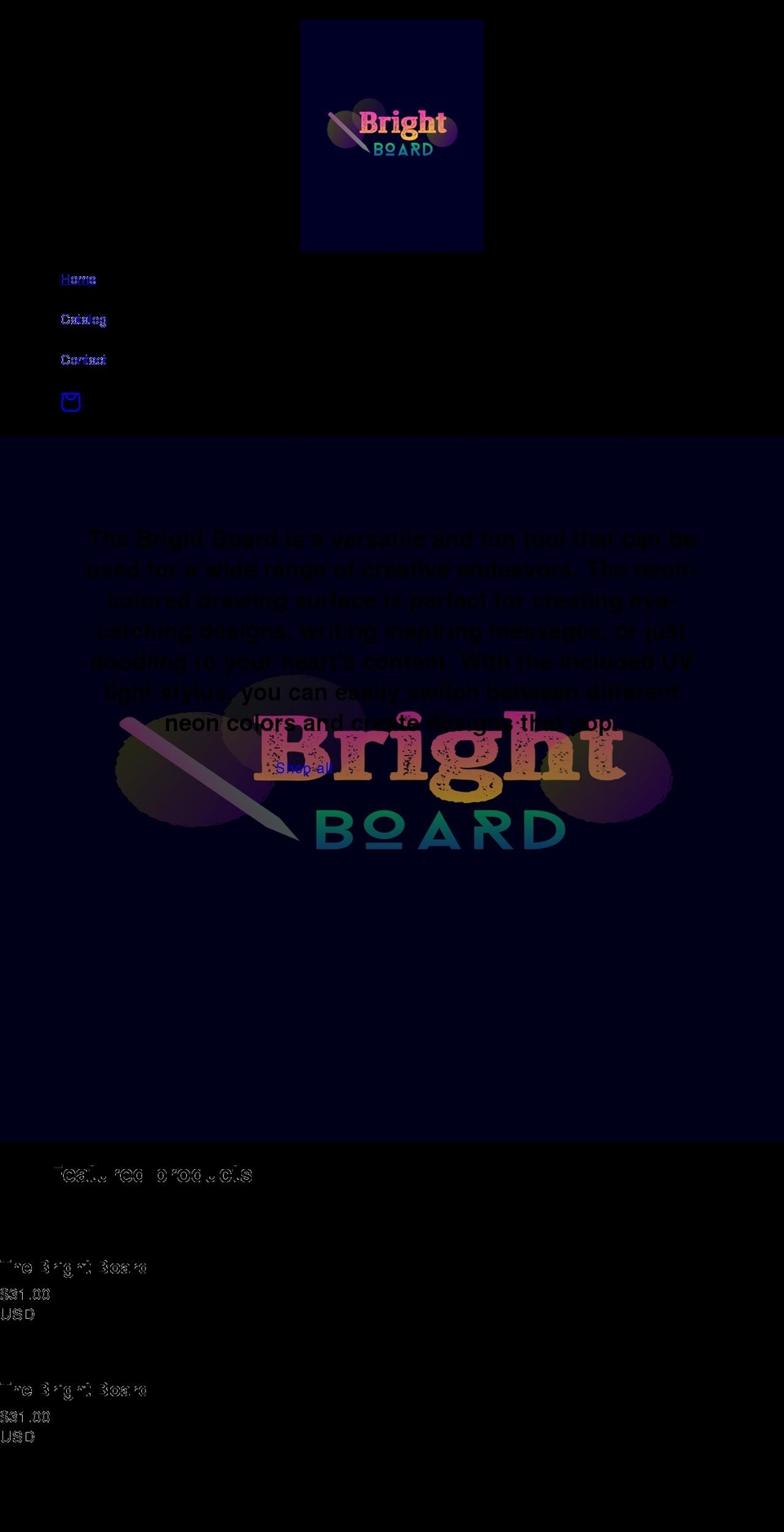 thebrightboard.com shopify website screenshot