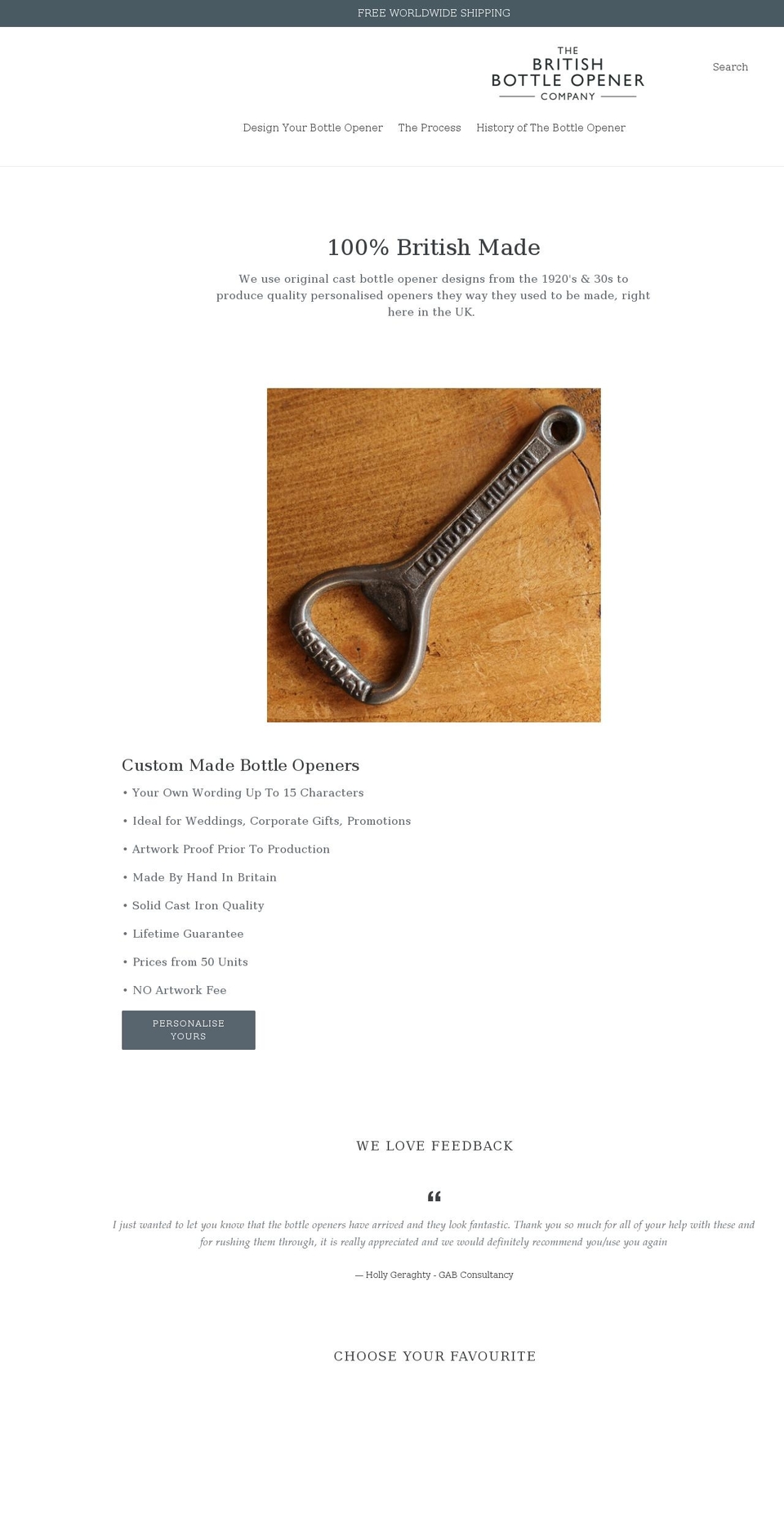 thebritishbottleopenercompany.co.uk shopify website screenshot