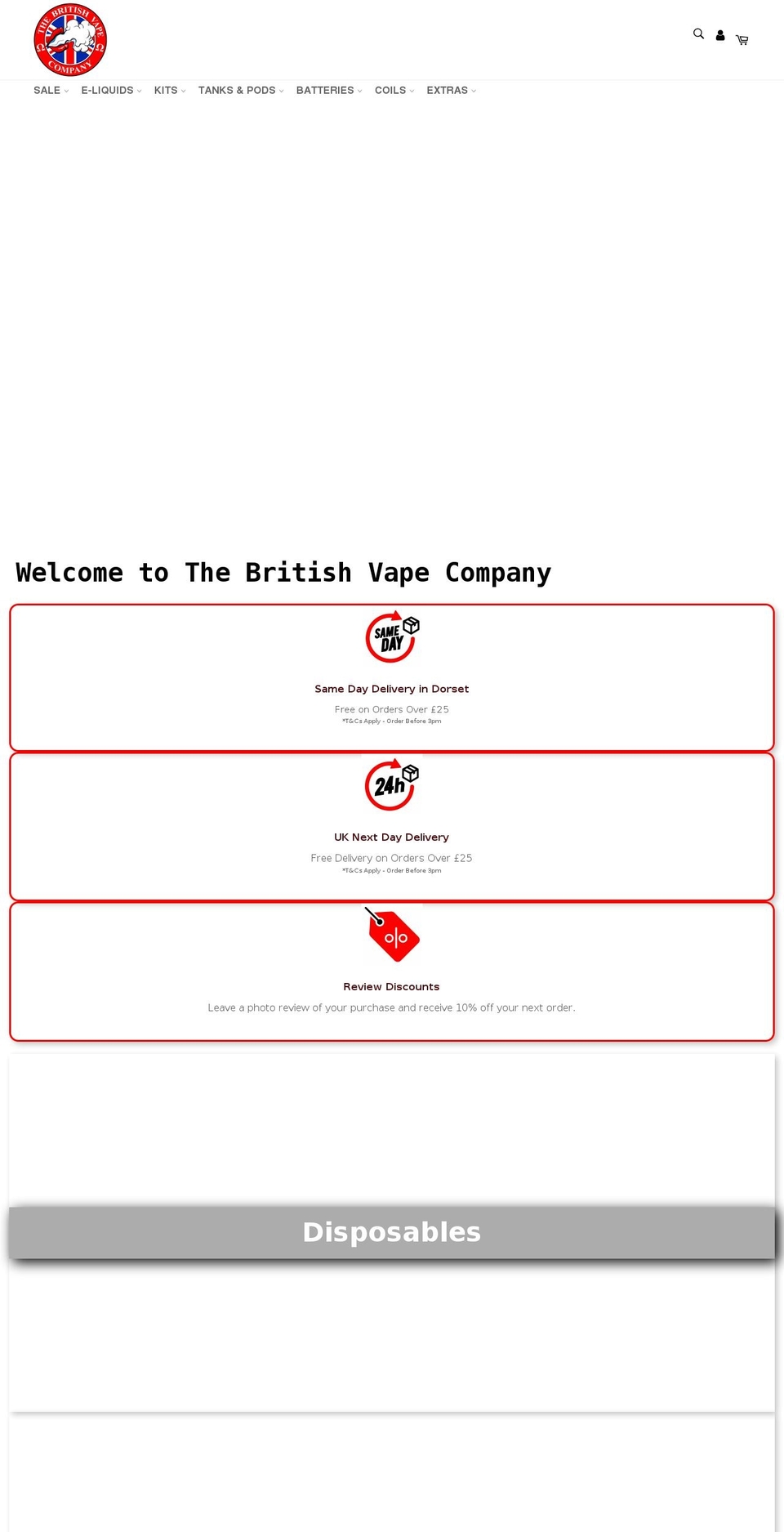 thebritishvapecompany.co.uk shopify website screenshot