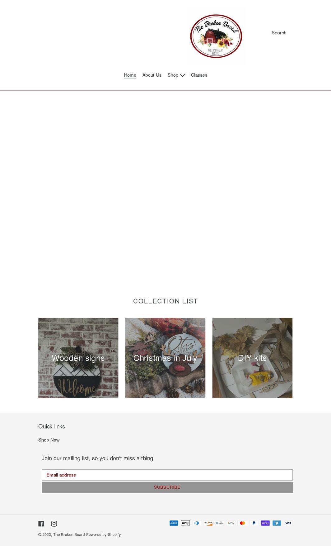 thebrokenboardks.com shopify website screenshot