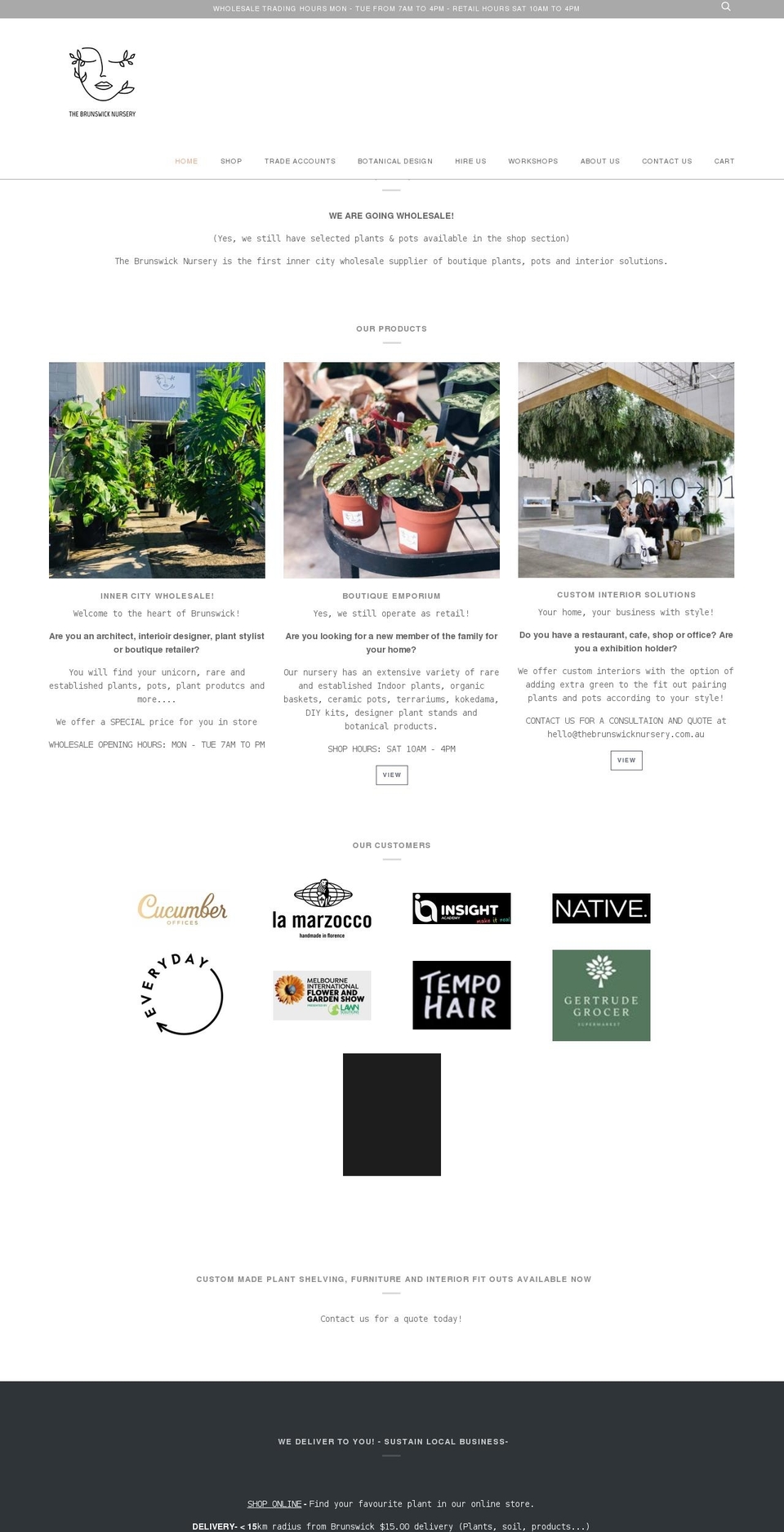 thebrunswicknursery.com.au shopify website screenshot