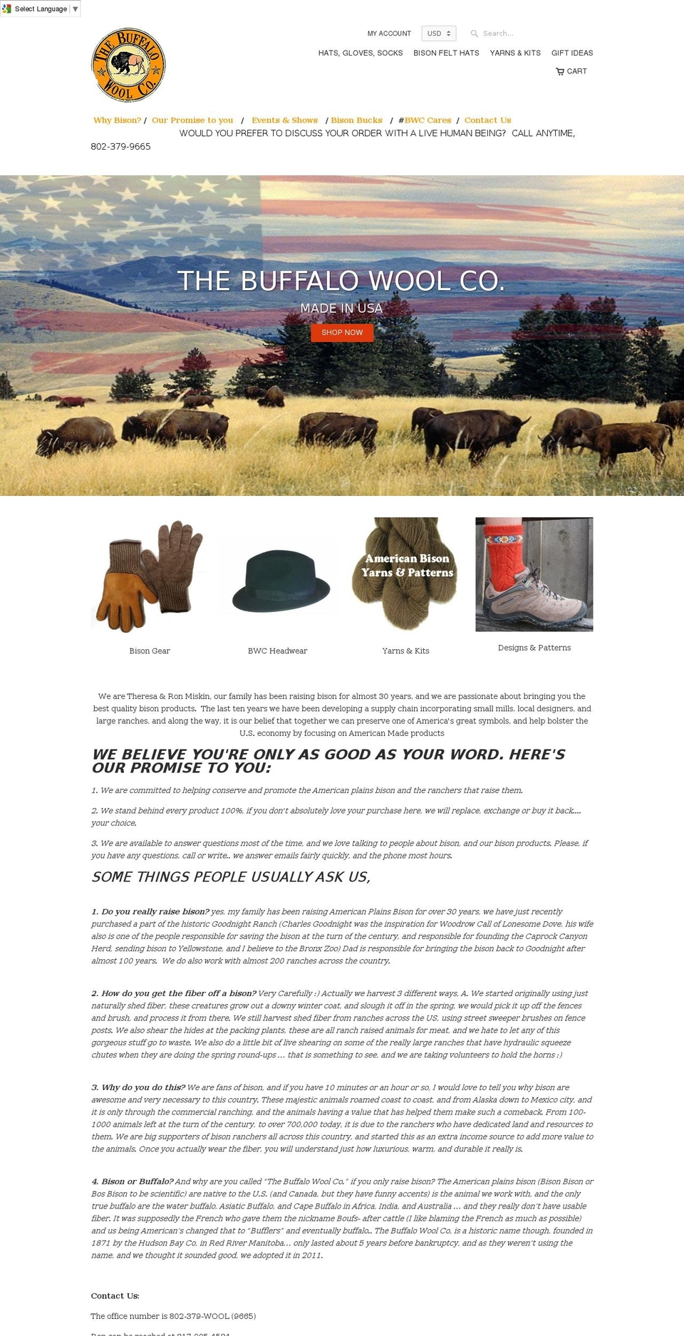 thebuffalowoolco.com shopify website screenshot