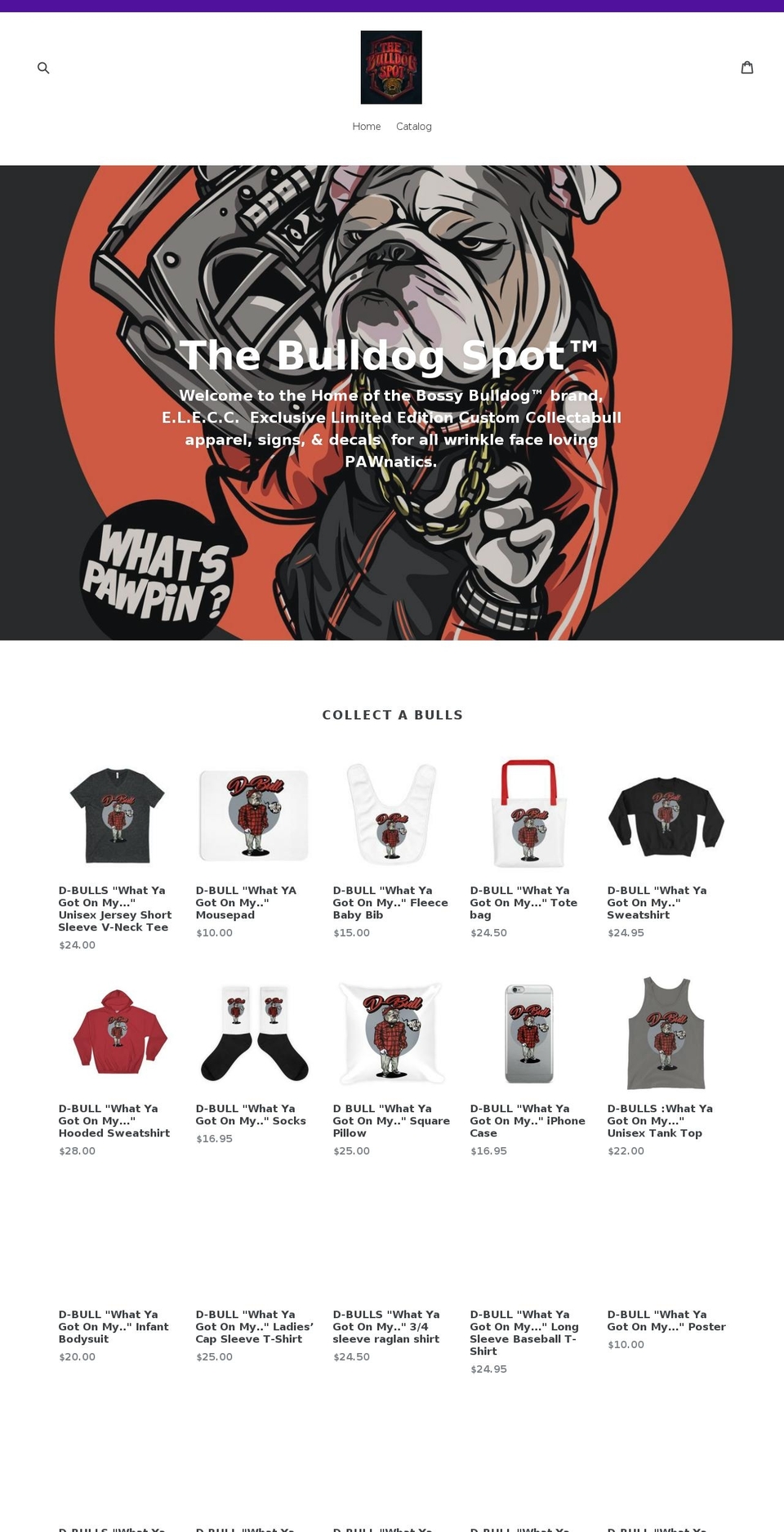 thebulldogspot.com — Shopify storefront screenshot