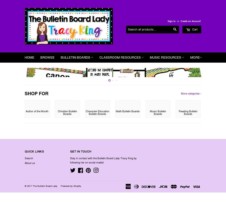 thebulletinboardlady.com shopify website screenshot