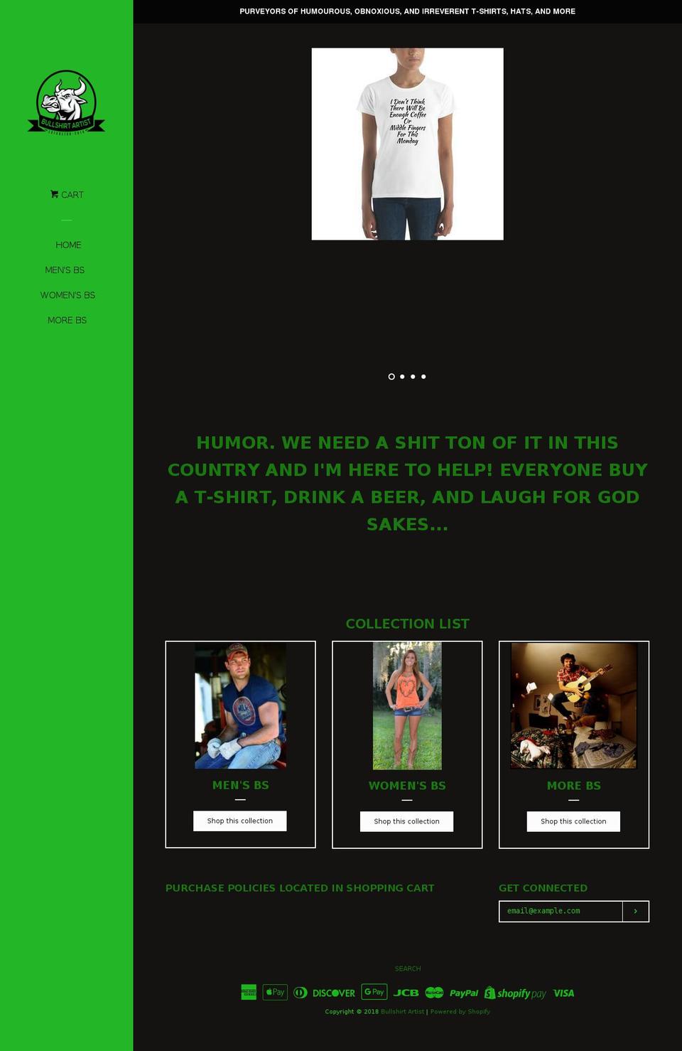 thebullshirtartist.com — Shopify storefront screenshot