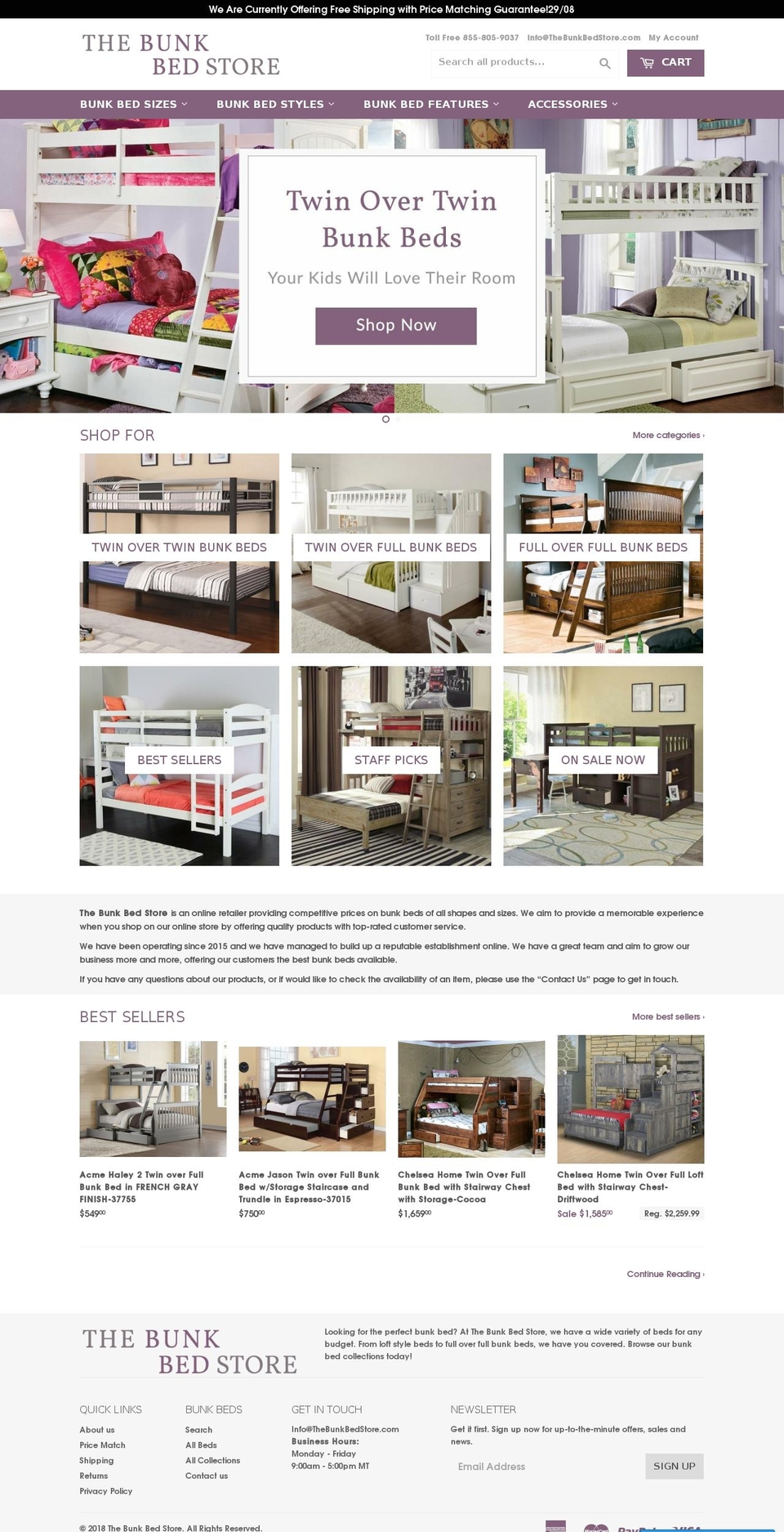thebunkbedstore.com shopify website screenshot