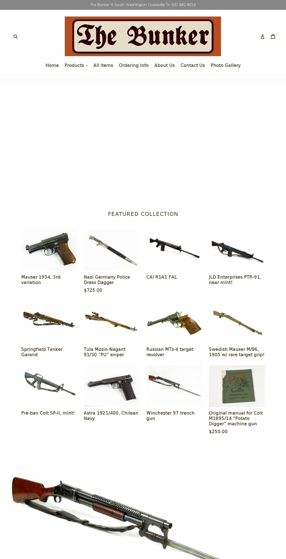 thebunkermilitaria.com — Shopify storefront screenshot