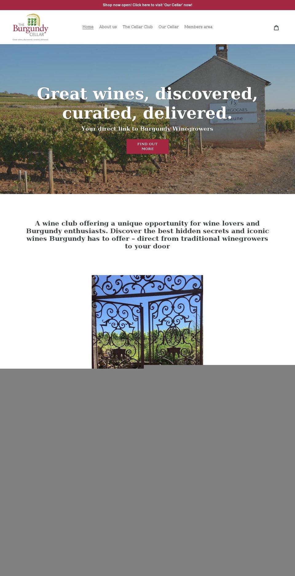 theburgundycellar.com shopify website screenshot