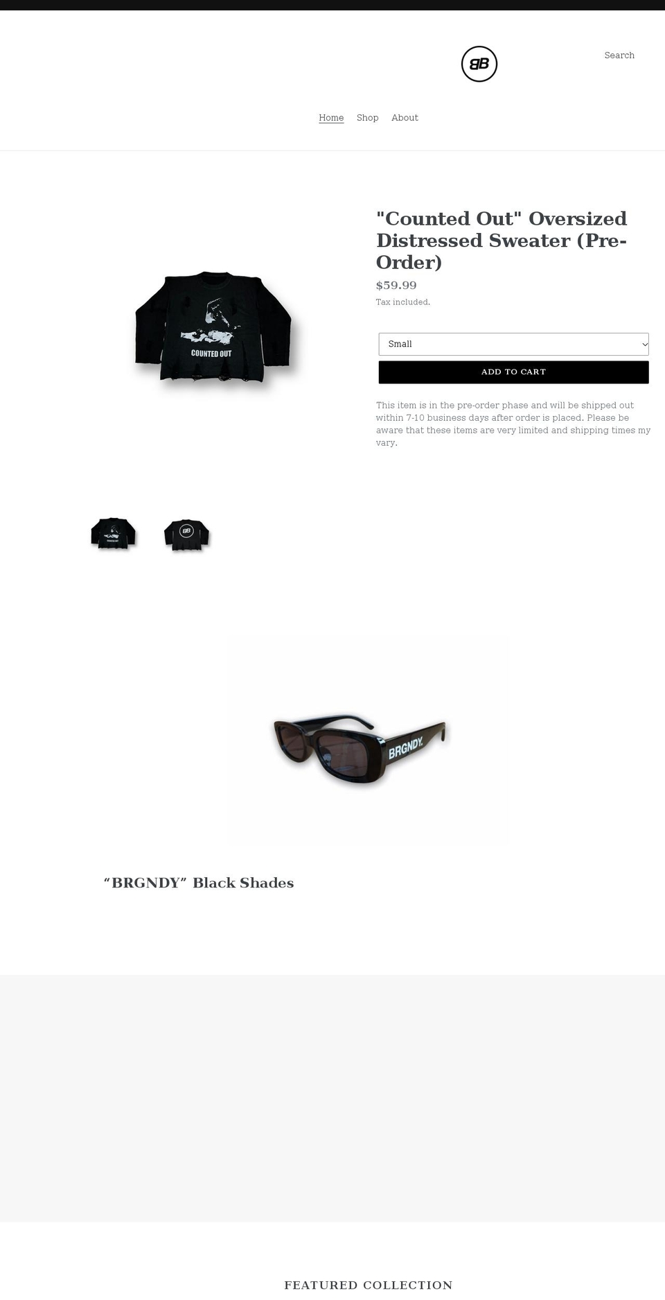 theburgundyusa.com shopify website screenshot