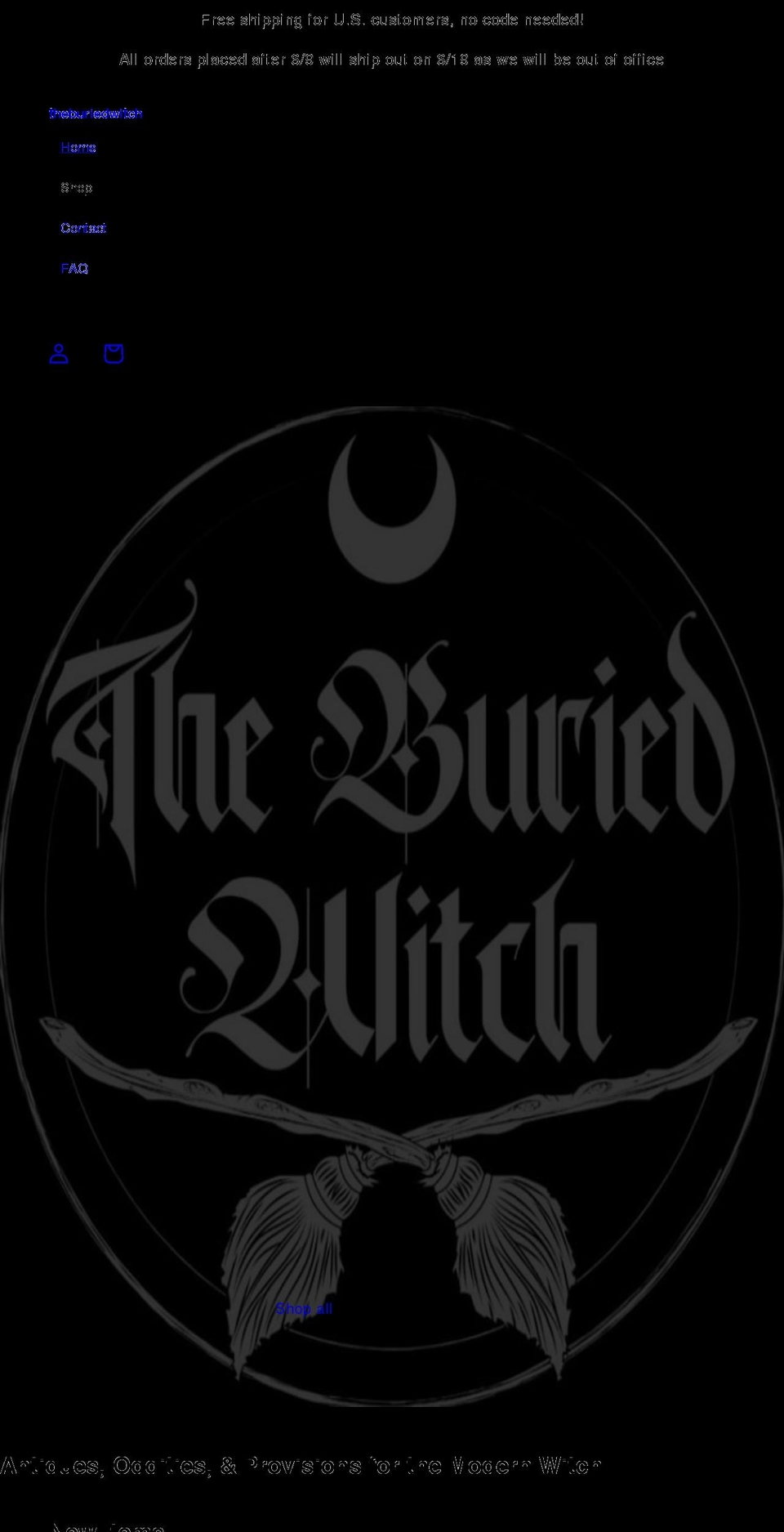 theburiedwitch.com shopify website screenshot