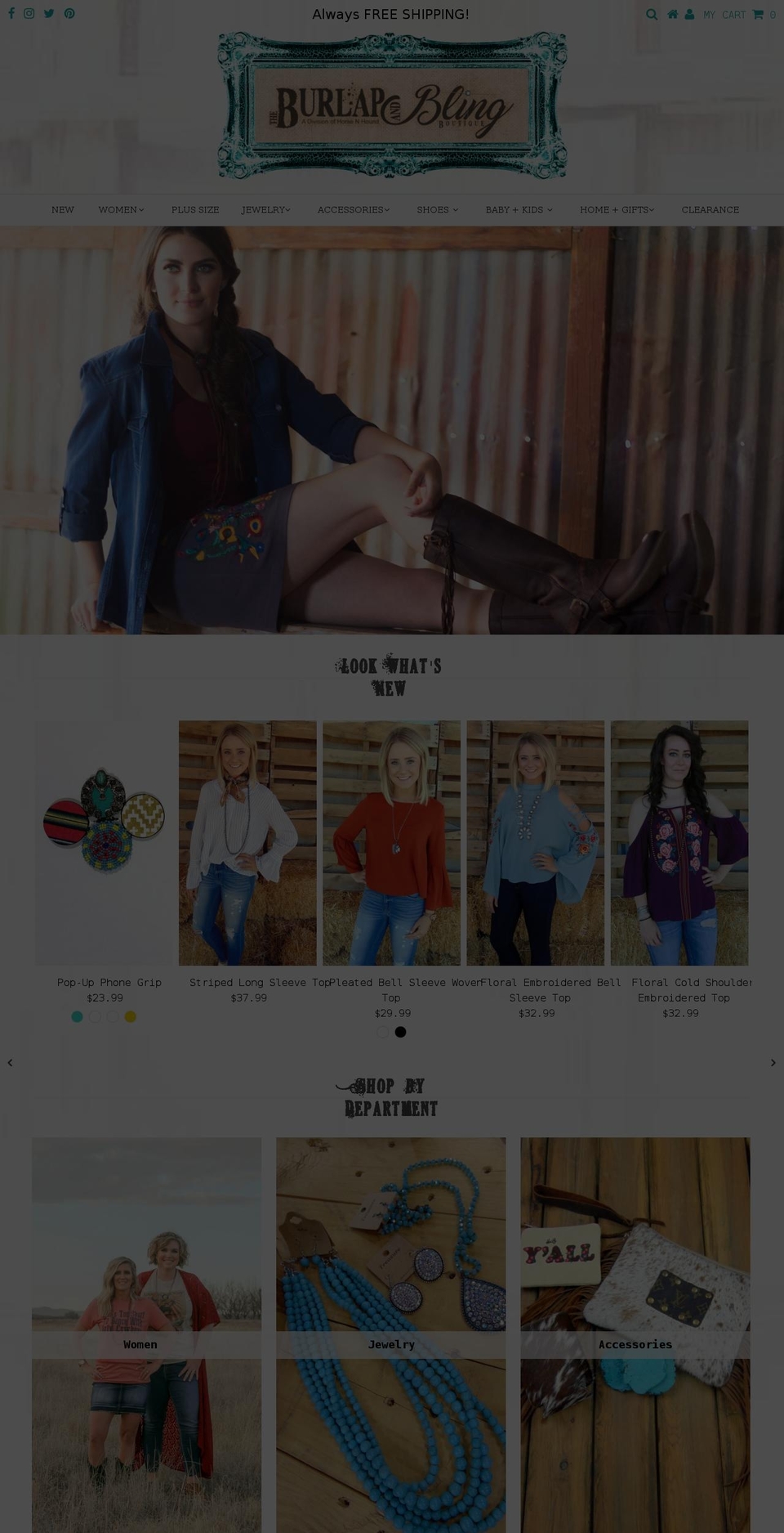 theburlapandblingboutique.com shopify website screenshot