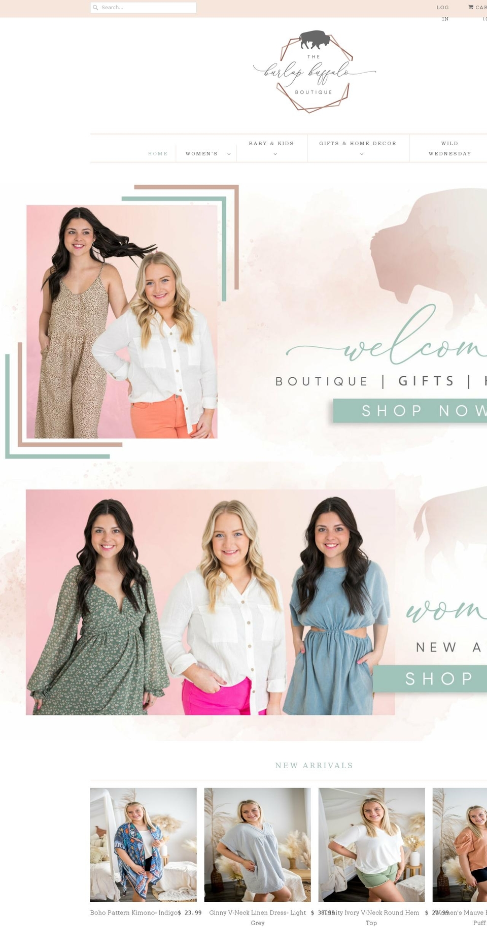 theburlapbuffalo.com shopify website screenshot