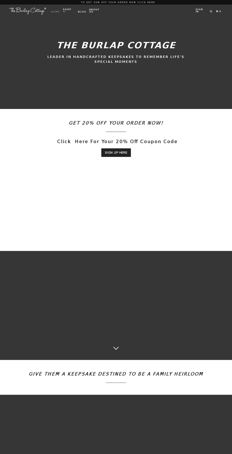 theburlapcottage.com — Shopify storefront screenshot
