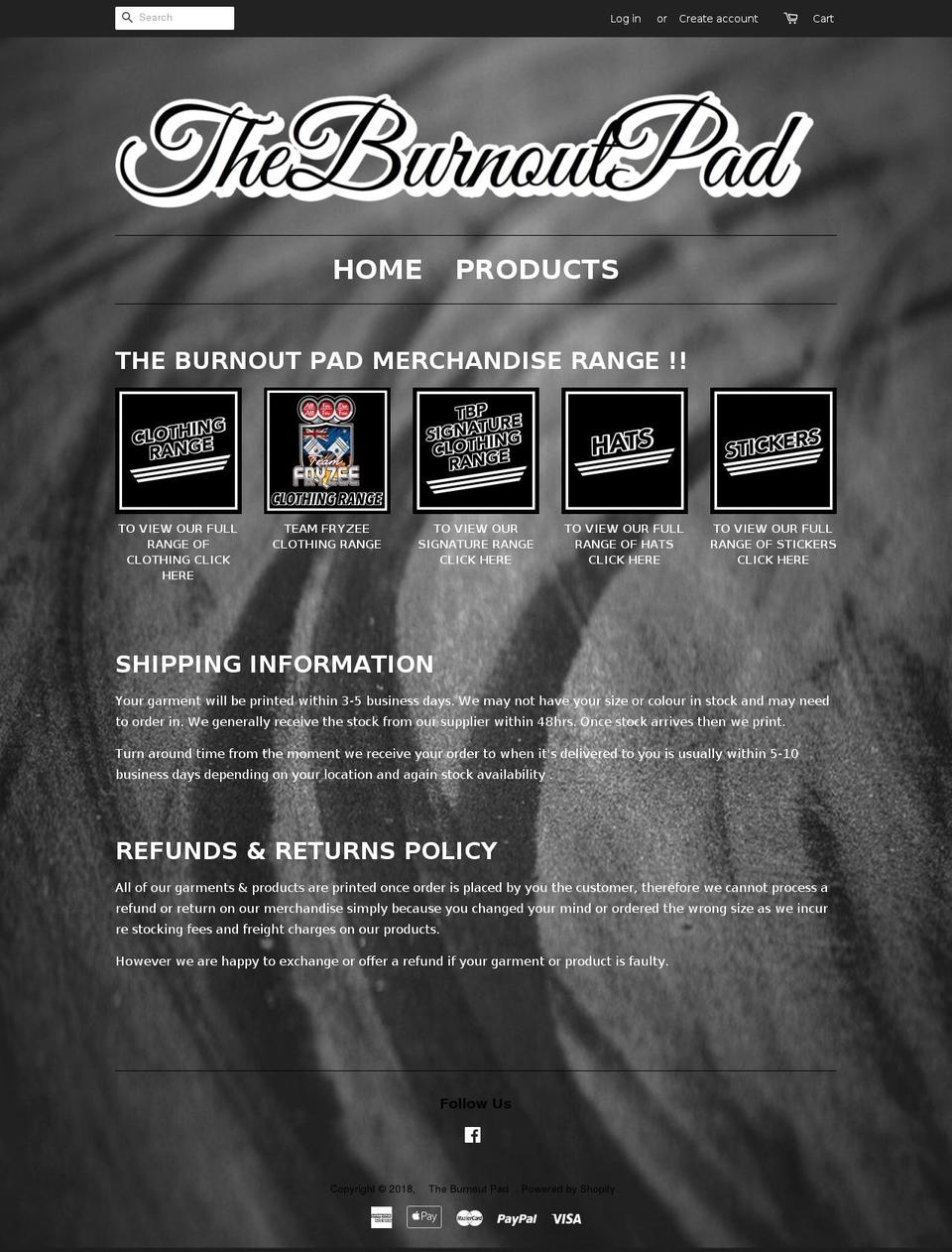 theburnout-pad.com — Shopify storefront screenshot