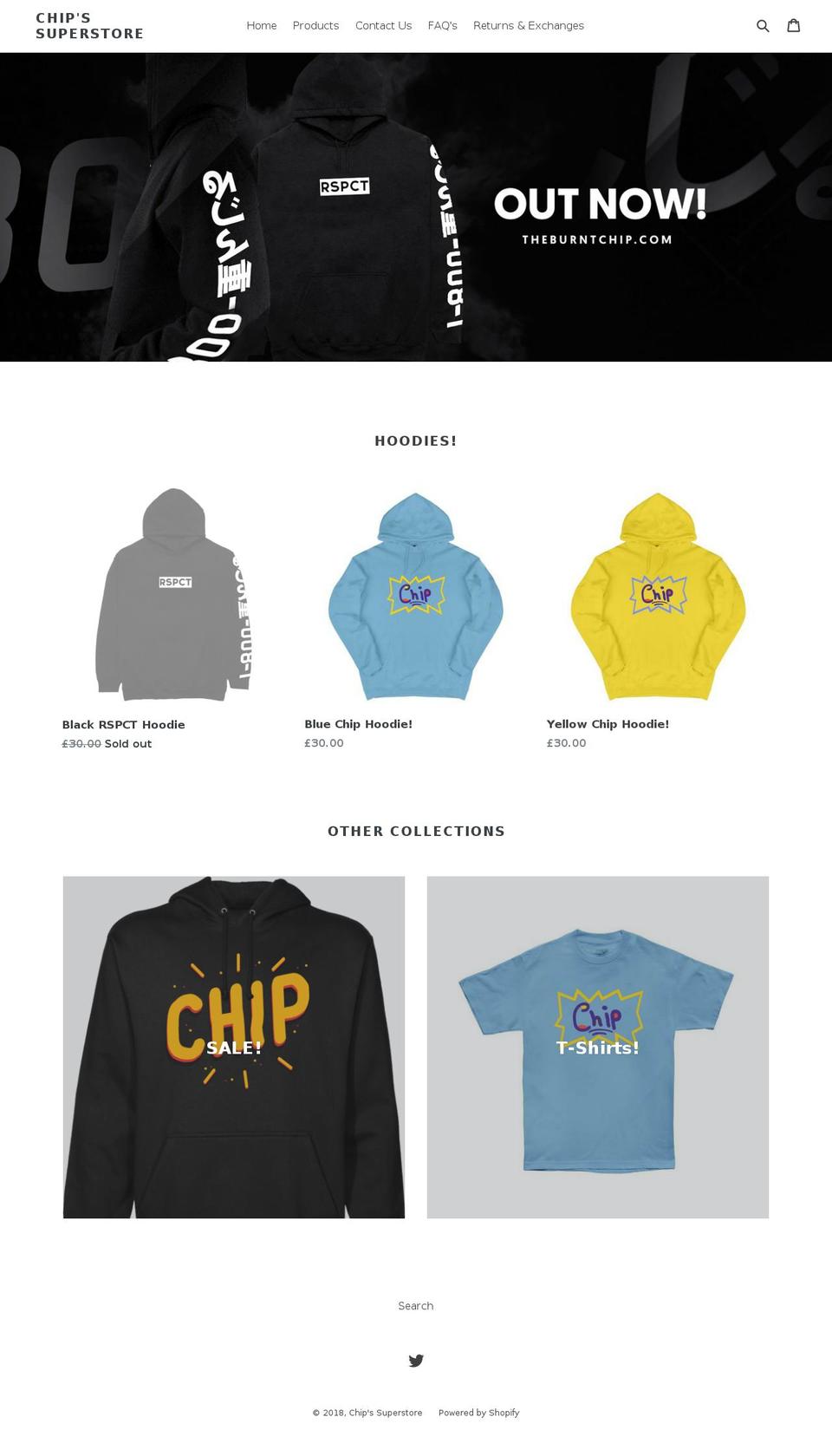 theburntchip.com shopify website screenshot