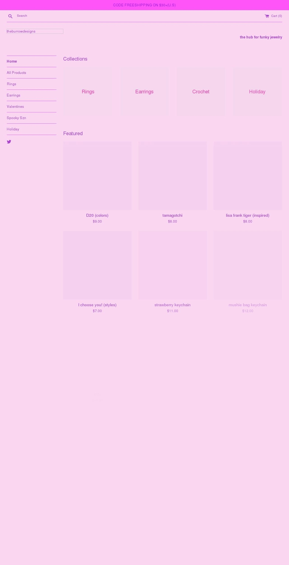 theburrowdesigns.com shopify website screenshot