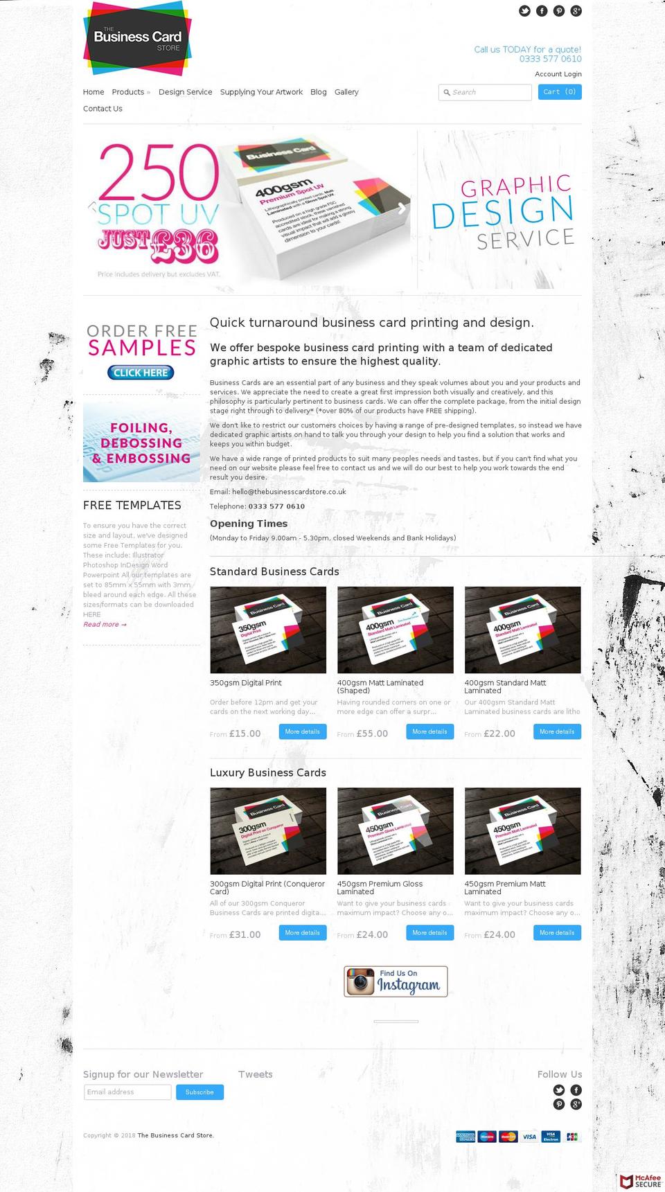 thebusinesscardstore.co.uk shopify website screenshot