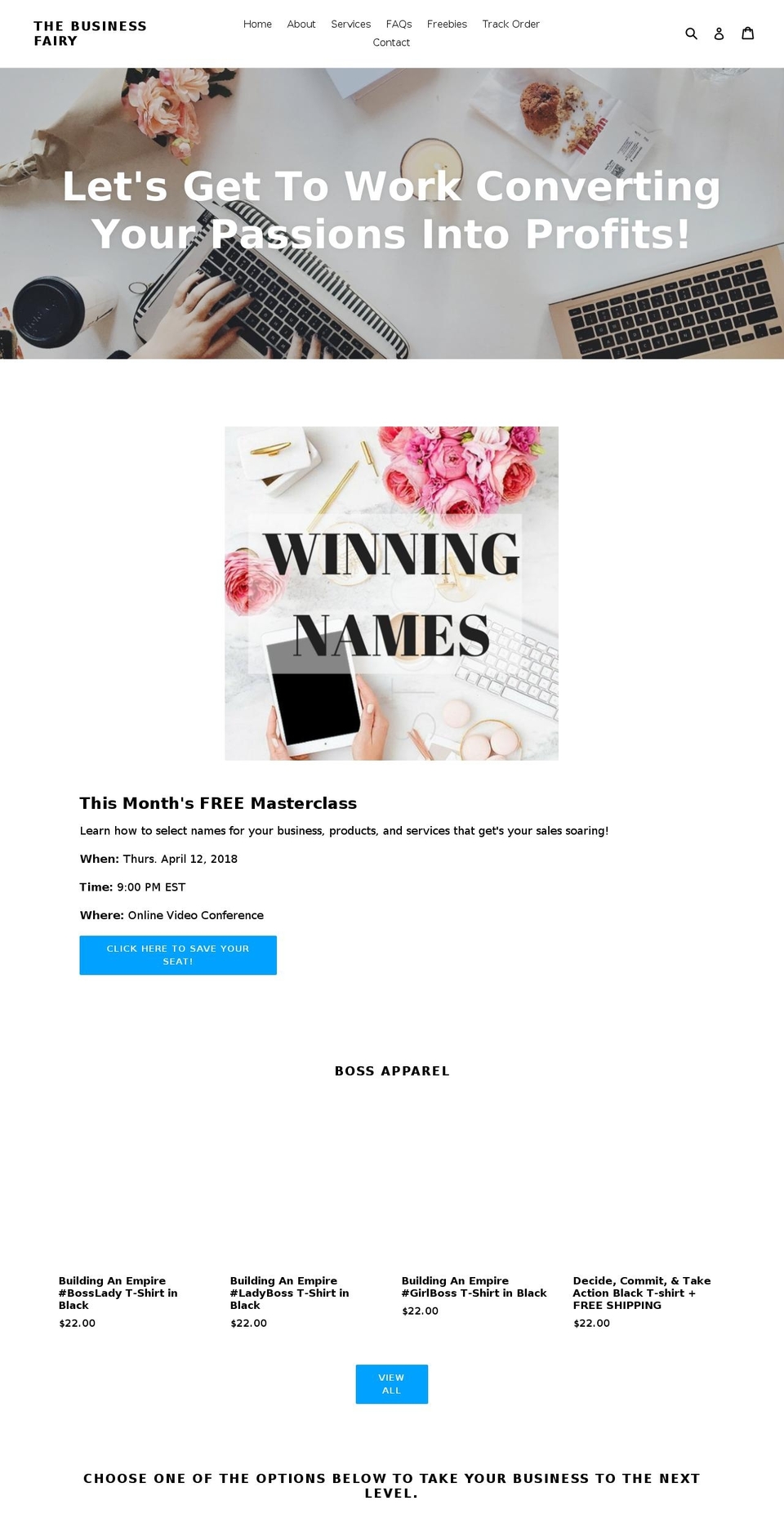 thebusinessfairy.com shopify website screenshot