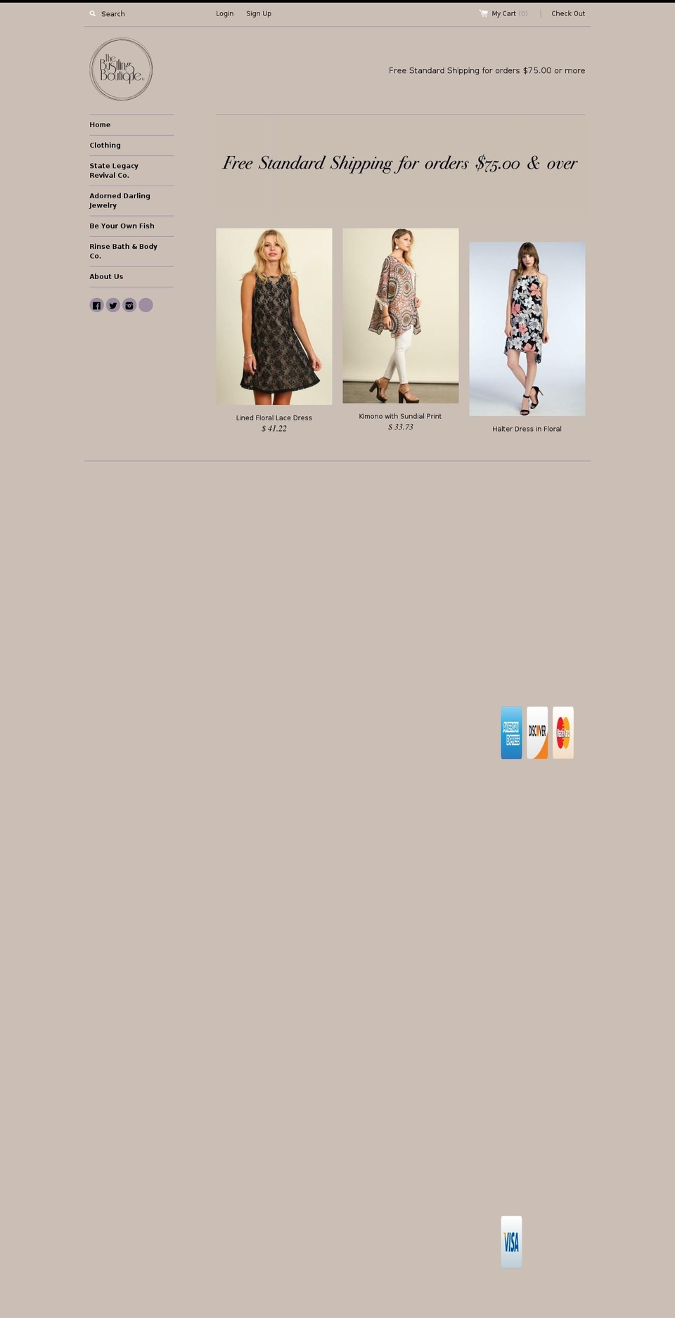 thebustlingboutique.com shopify website screenshot