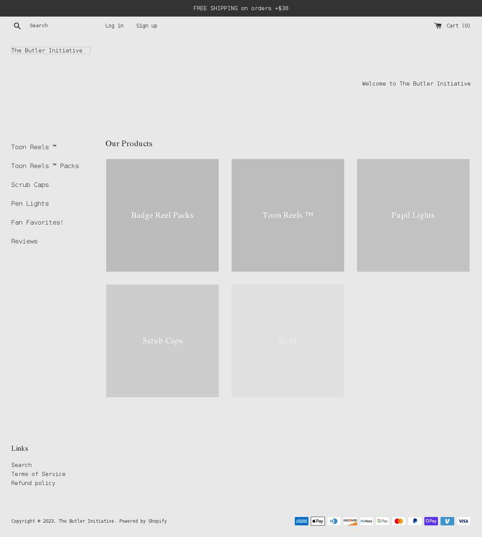 thebutlerinitiative.com shopify website screenshot