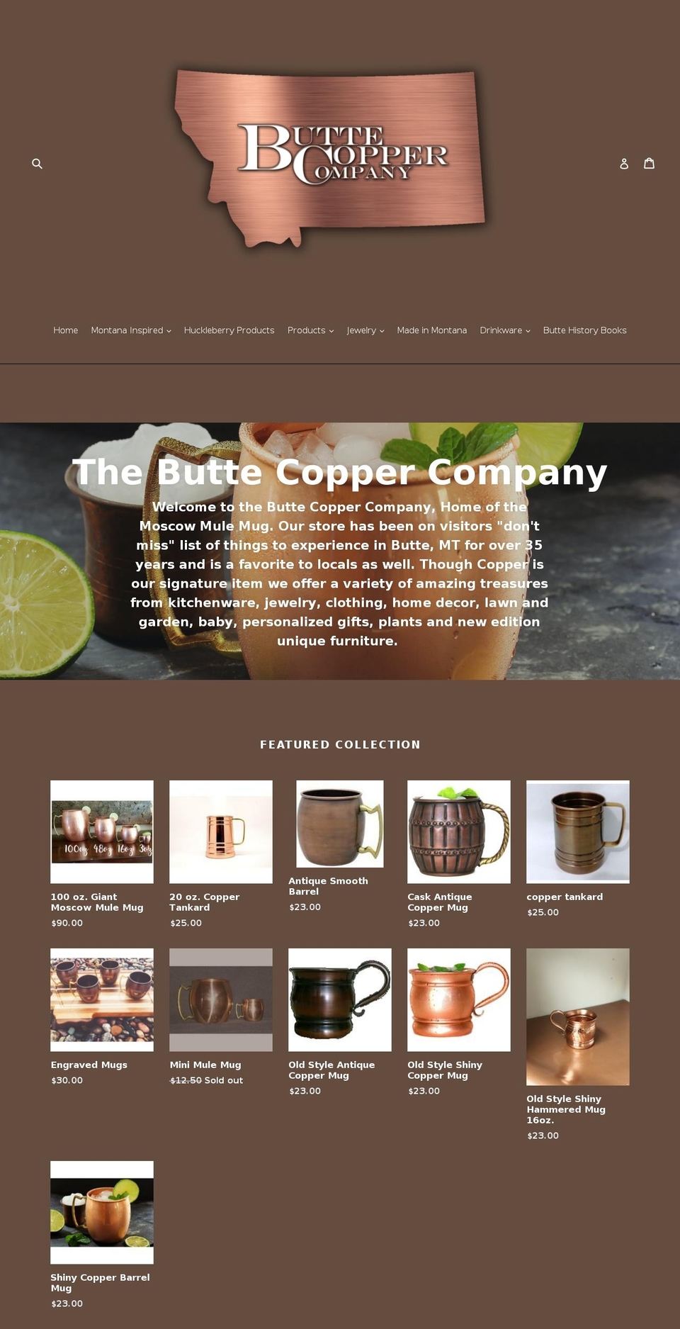thebuttecoppercompany.com — Shopify storefront screenshot