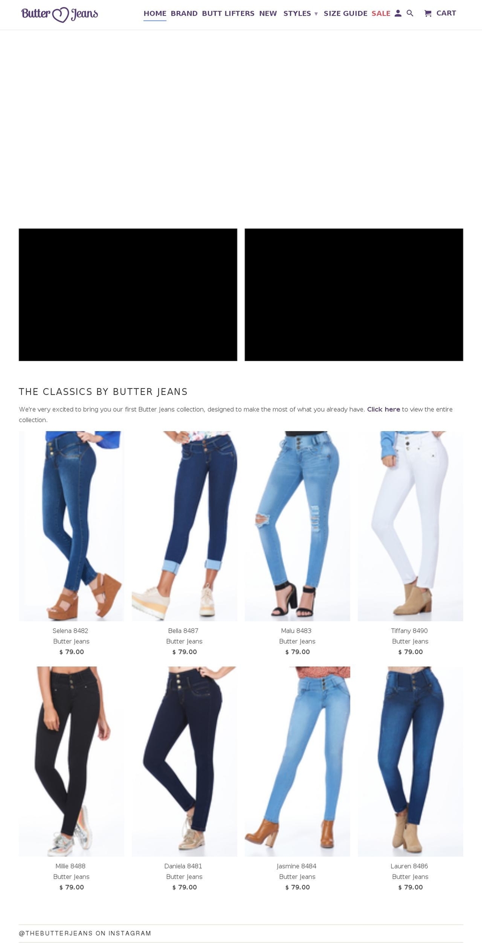thebutterjeans.com — Shopify storefront screenshot
