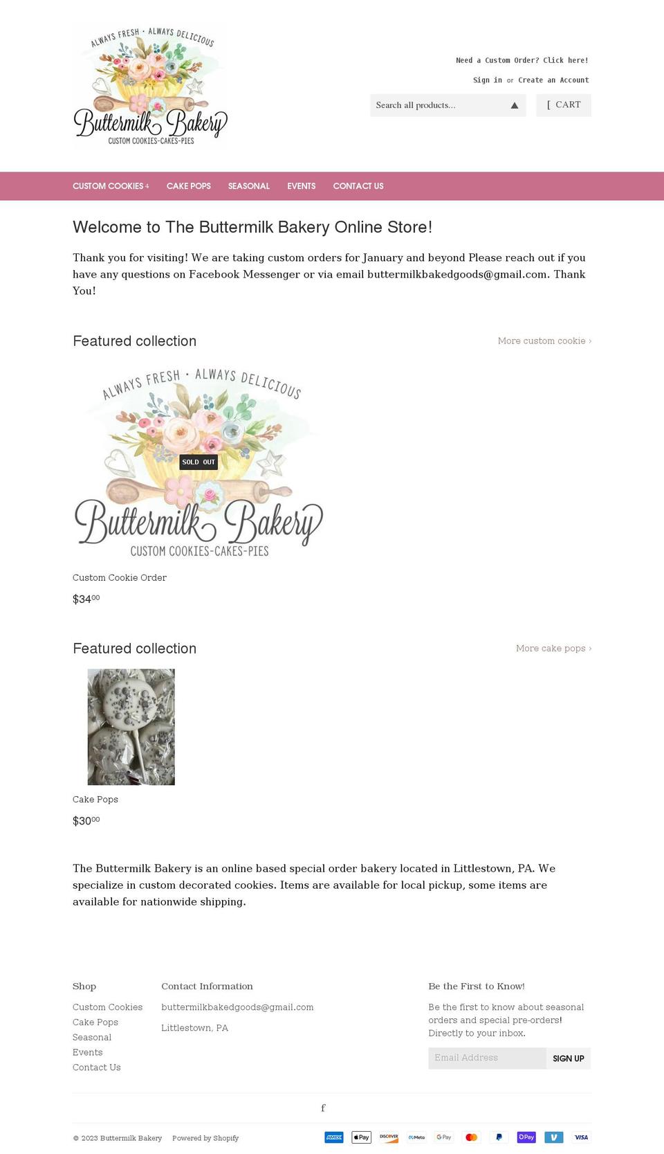 thebuttermilkbakery.com shopify website screenshot