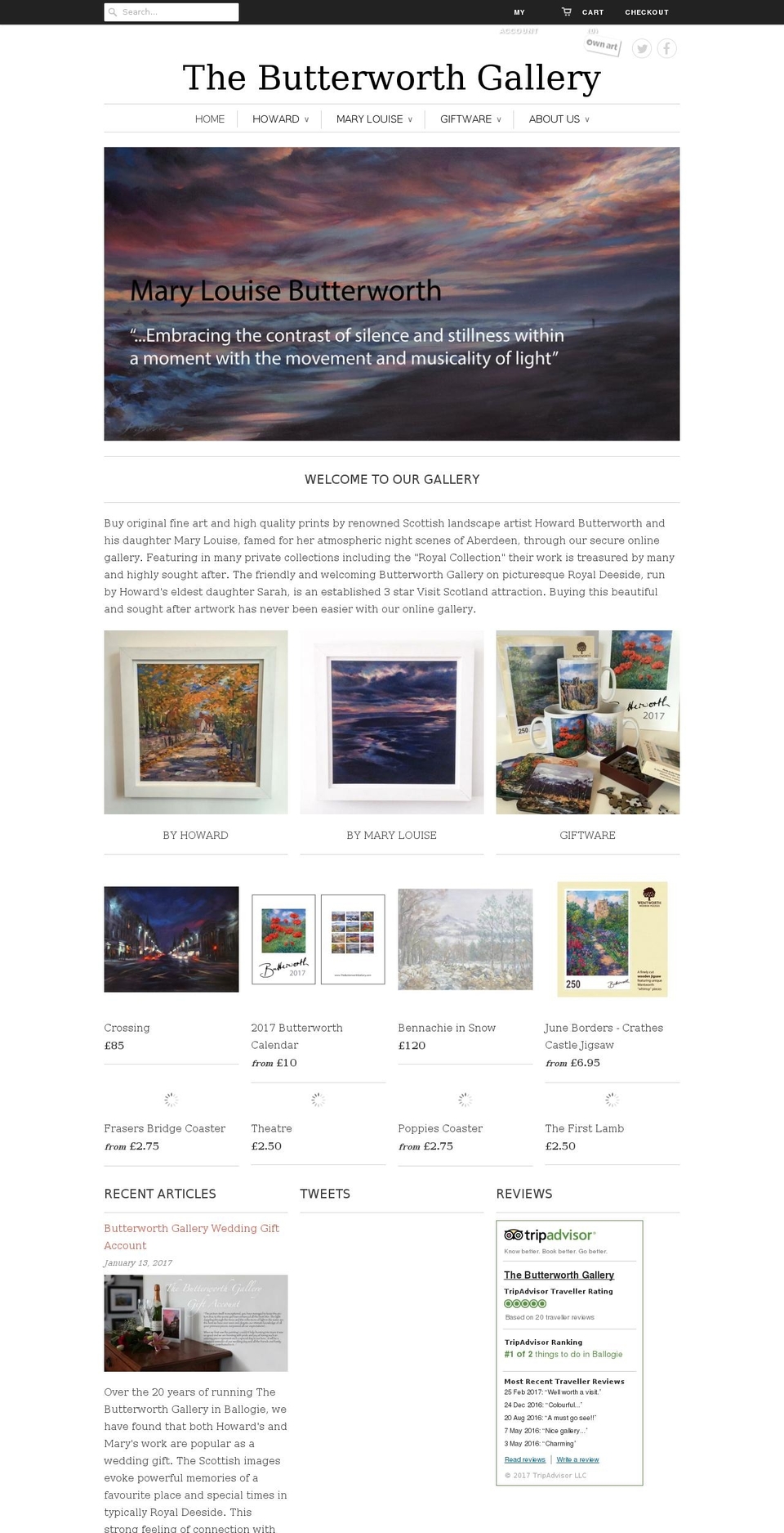 thebutterworthgallery.com shopify website screenshot