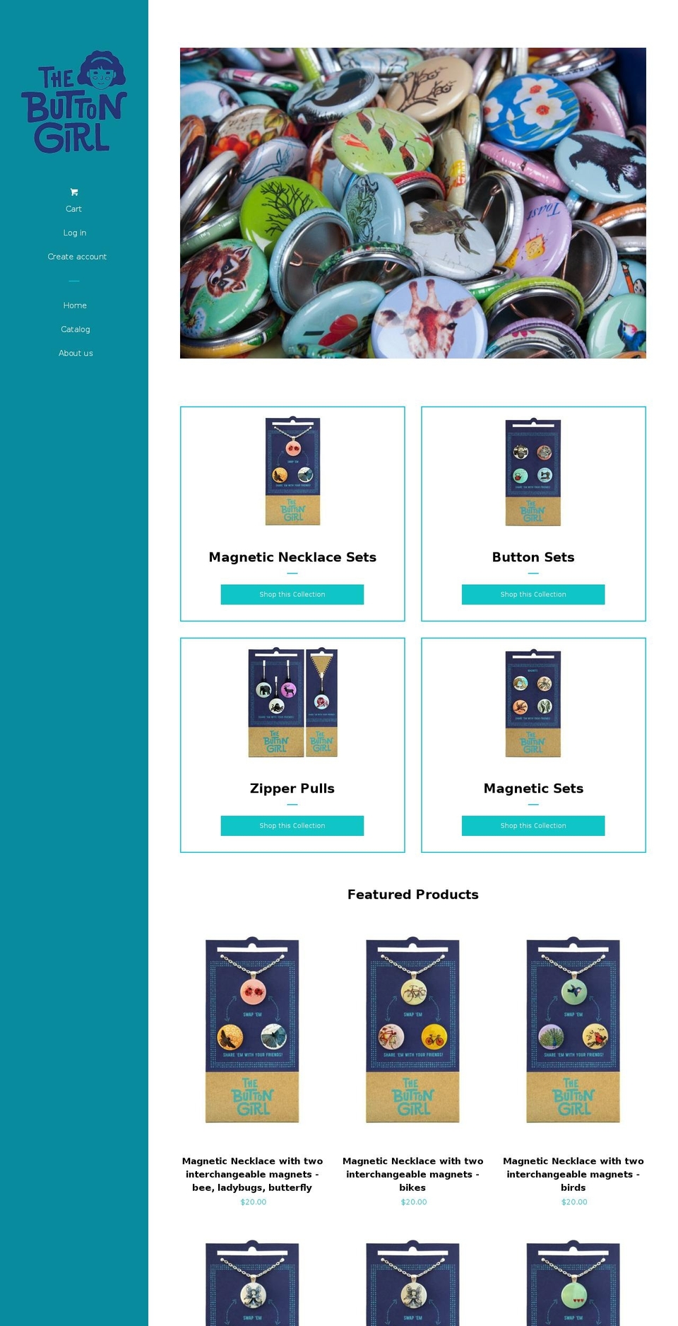 thebuttongirl.com shopify website screenshot