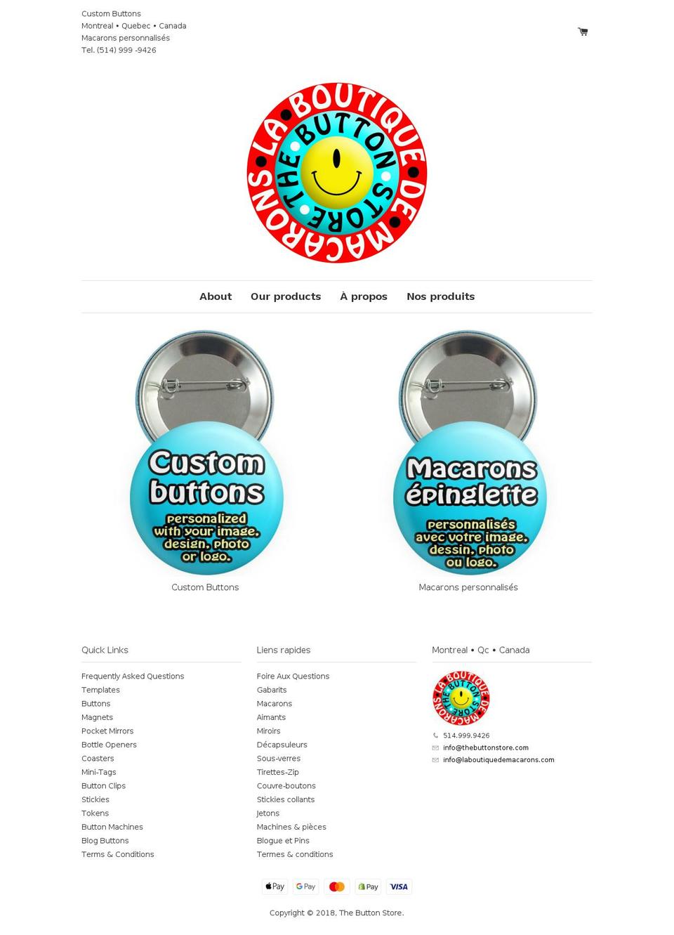 thebuttonstore.org shopify website screenshot