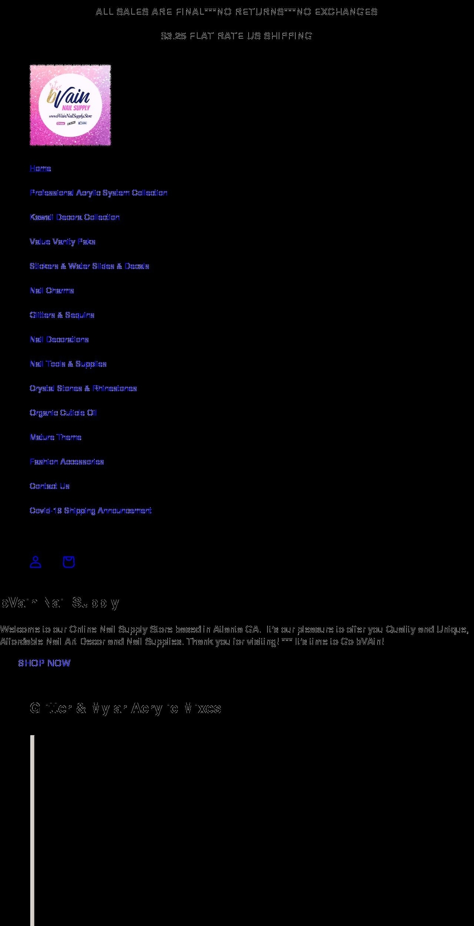 thebvainnailsupply.com shopify website screenshot