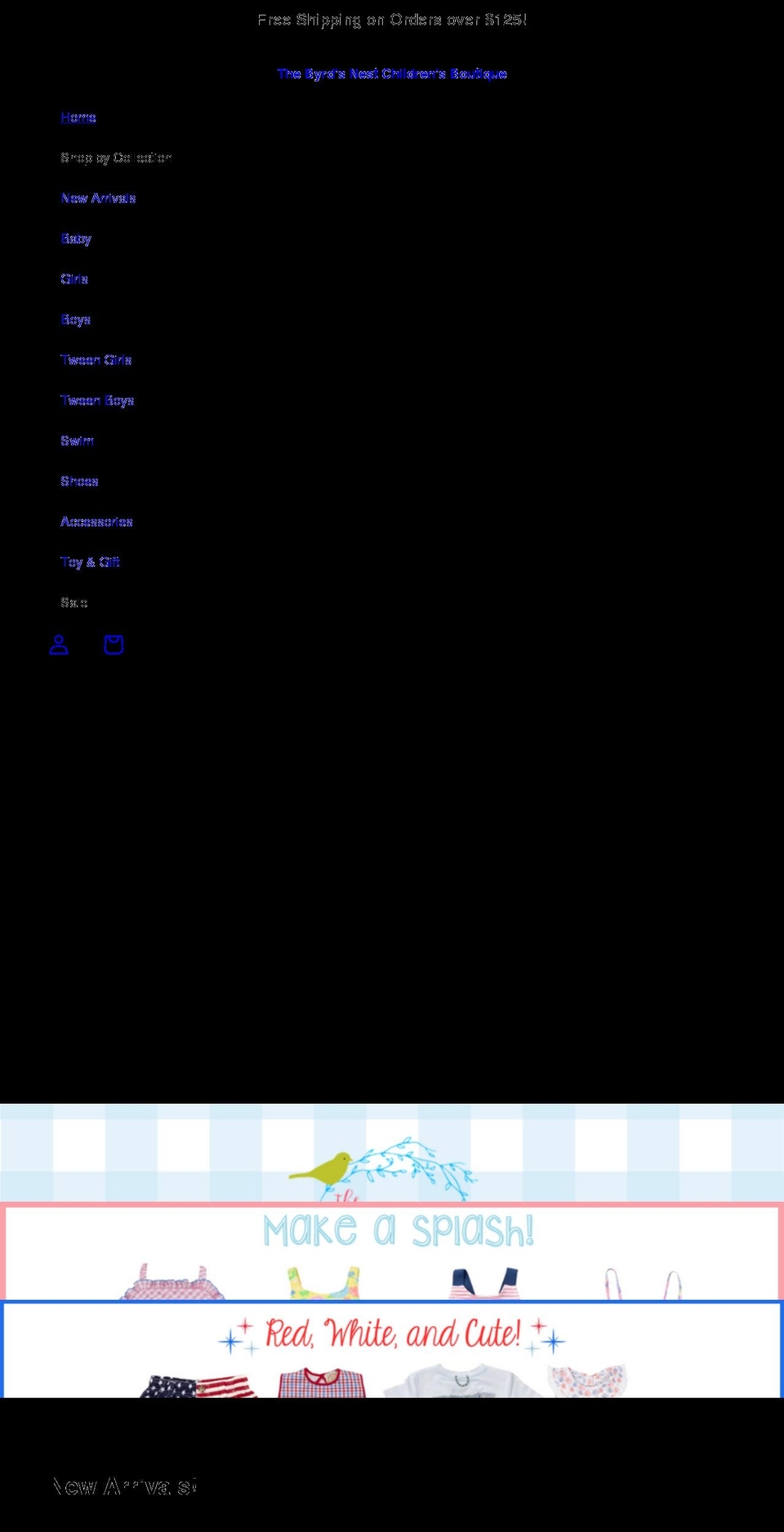 thebyrdsnestchild.com shopify website screenshot