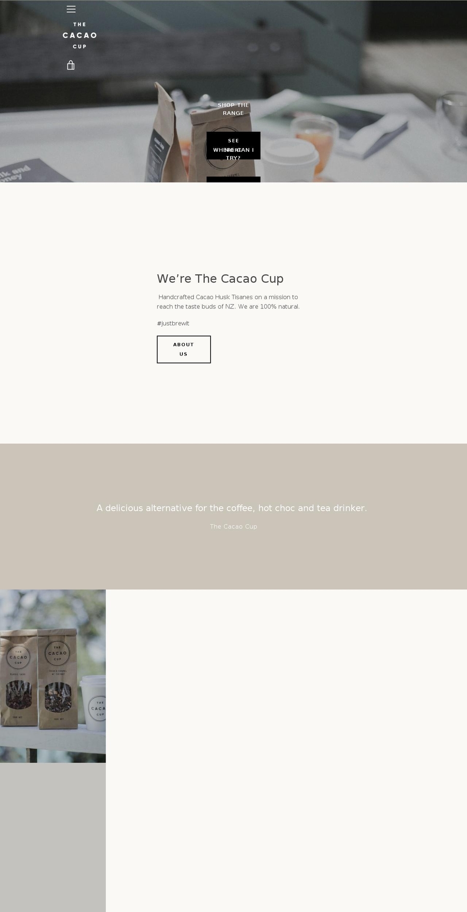 thecacaocup.com — Shopify storefront screenshot