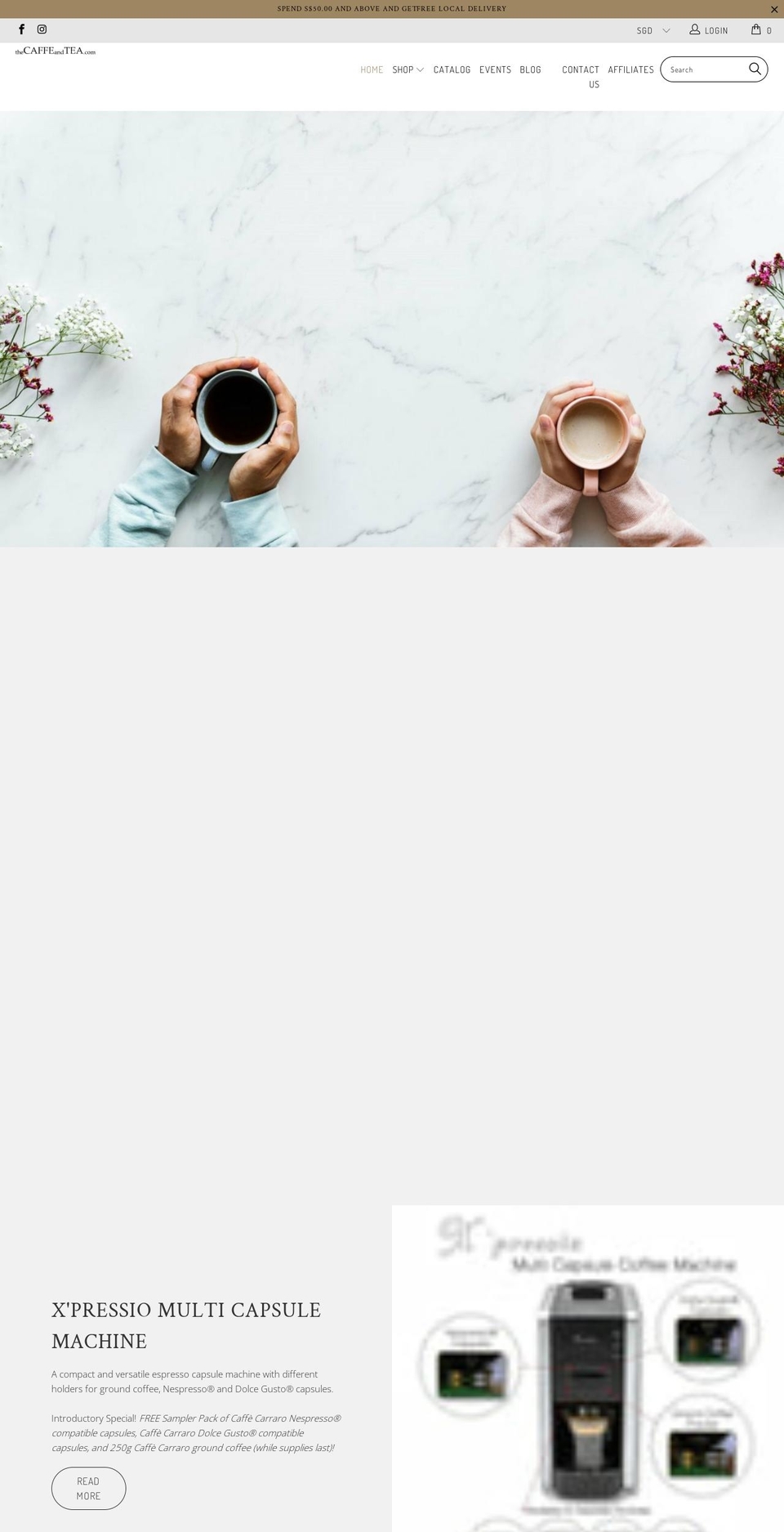 thecaffeandtea.com shopify website screenshot