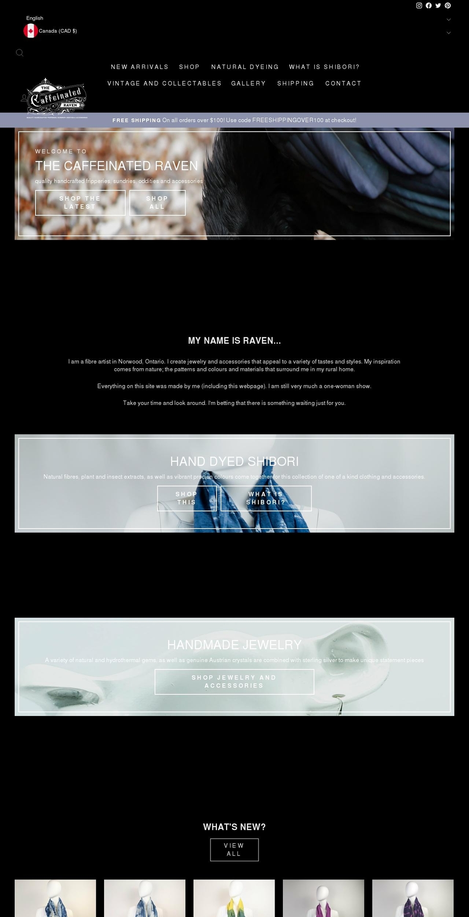 thecaffeinatedraven.com shopify website screenshot
